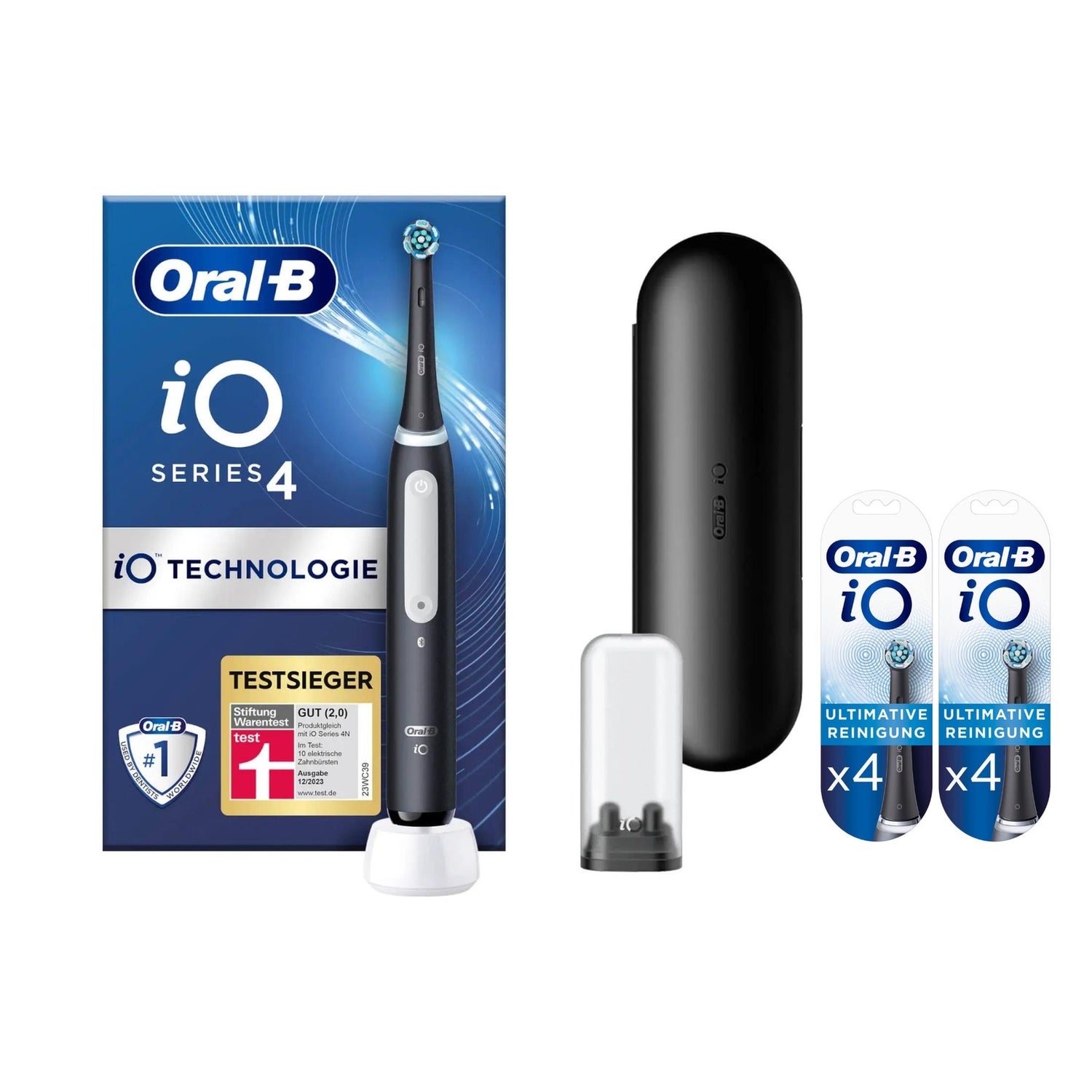 Oral-B iO Series 4 Elektrische Zahnbürste, Reiseetui, Matt Black