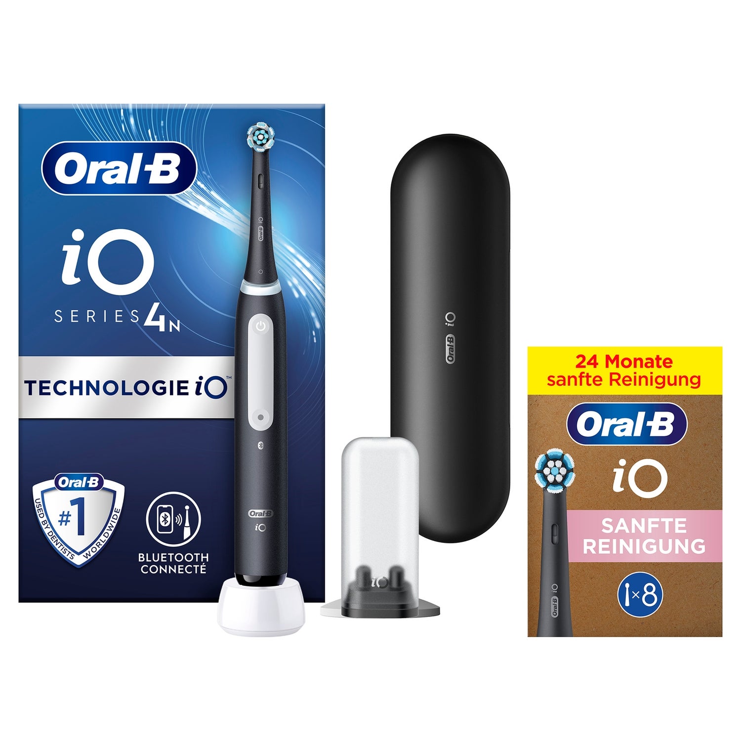 Oral-B iO Series 4 Elektrische Zahnbürste, Reiseetui, Matt Black