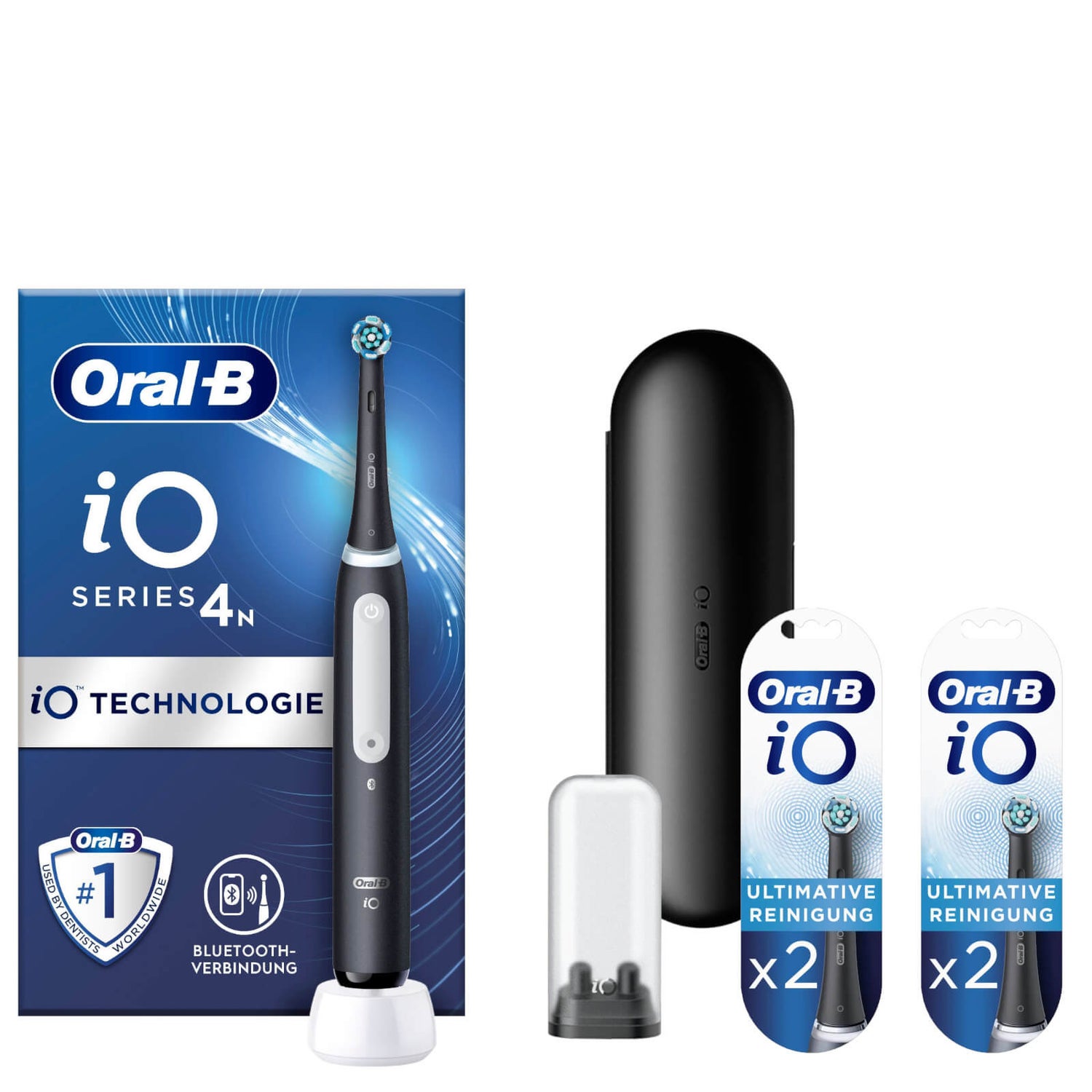 Oral-B iO Series 4 Elektrische Zahnbürste mit Reiseetui Matt Black