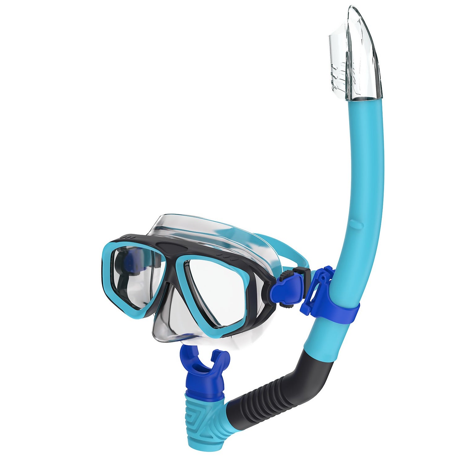 Scuba Choice Dive Mask With Blue Mirror Coated Lense + Black Snorkel Combo  - scubachoice