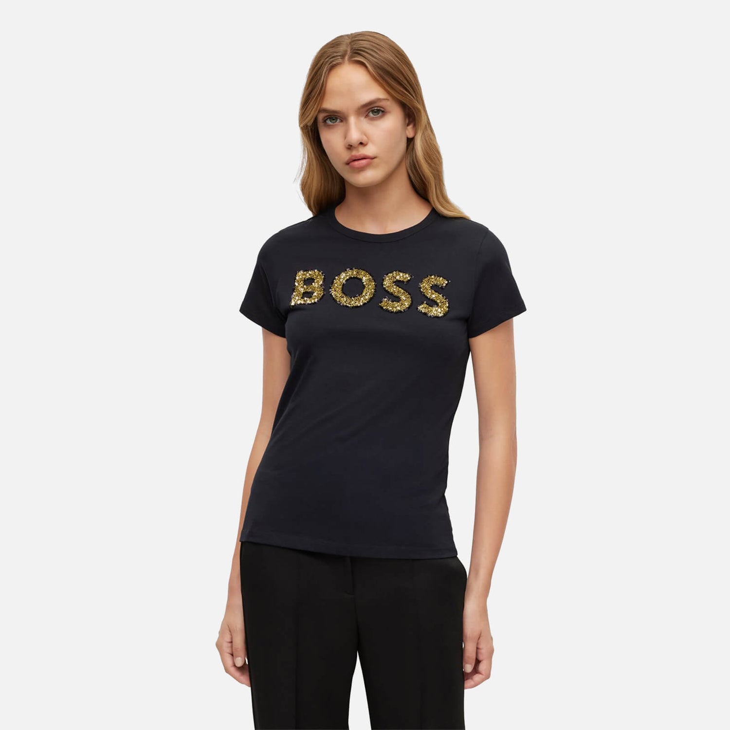 Boss Eventsa Logo-Sequined Cotton T-Shirt - XS