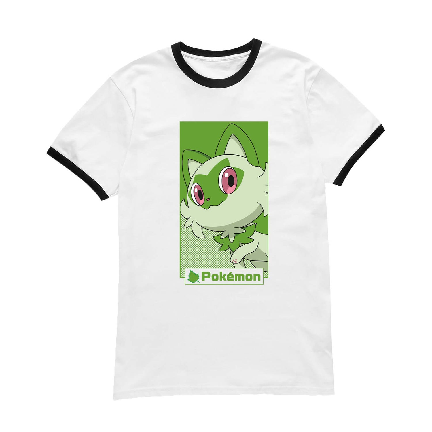 Pokémon Sprigatito Unisex Ringer T-Shirt - White/Black