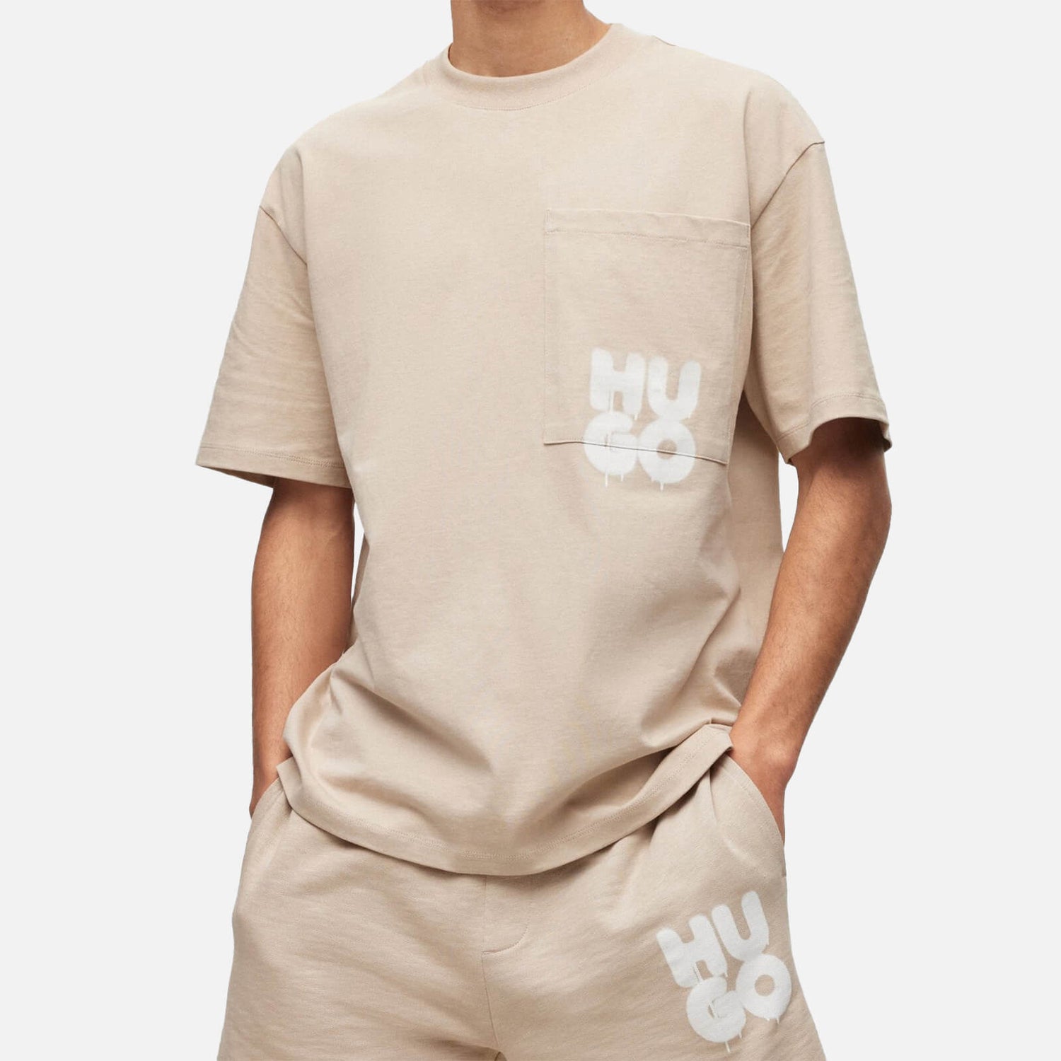 HUGO Dampato Graffiti Logo Cotton-Blend T-Shirt