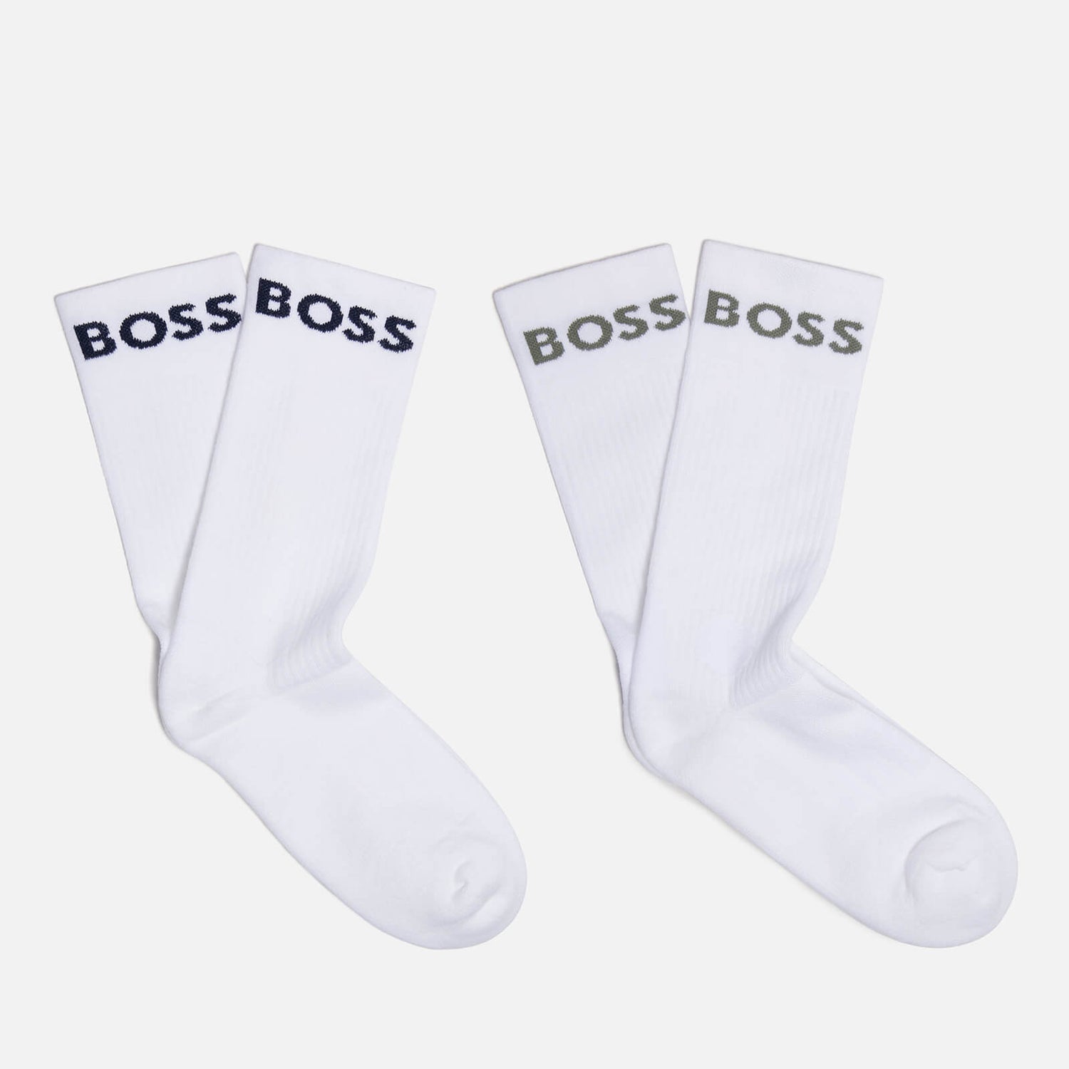 BOSS Bodywear Two-Pack Logo-Intarsia Cotton-Blend Socks
