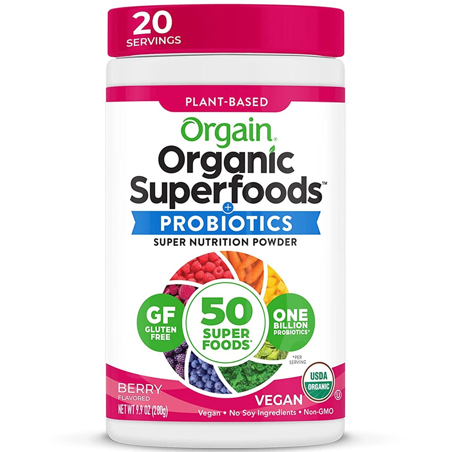 Orgain Organic Berry Superfoods Powder with Probiotics - 280g