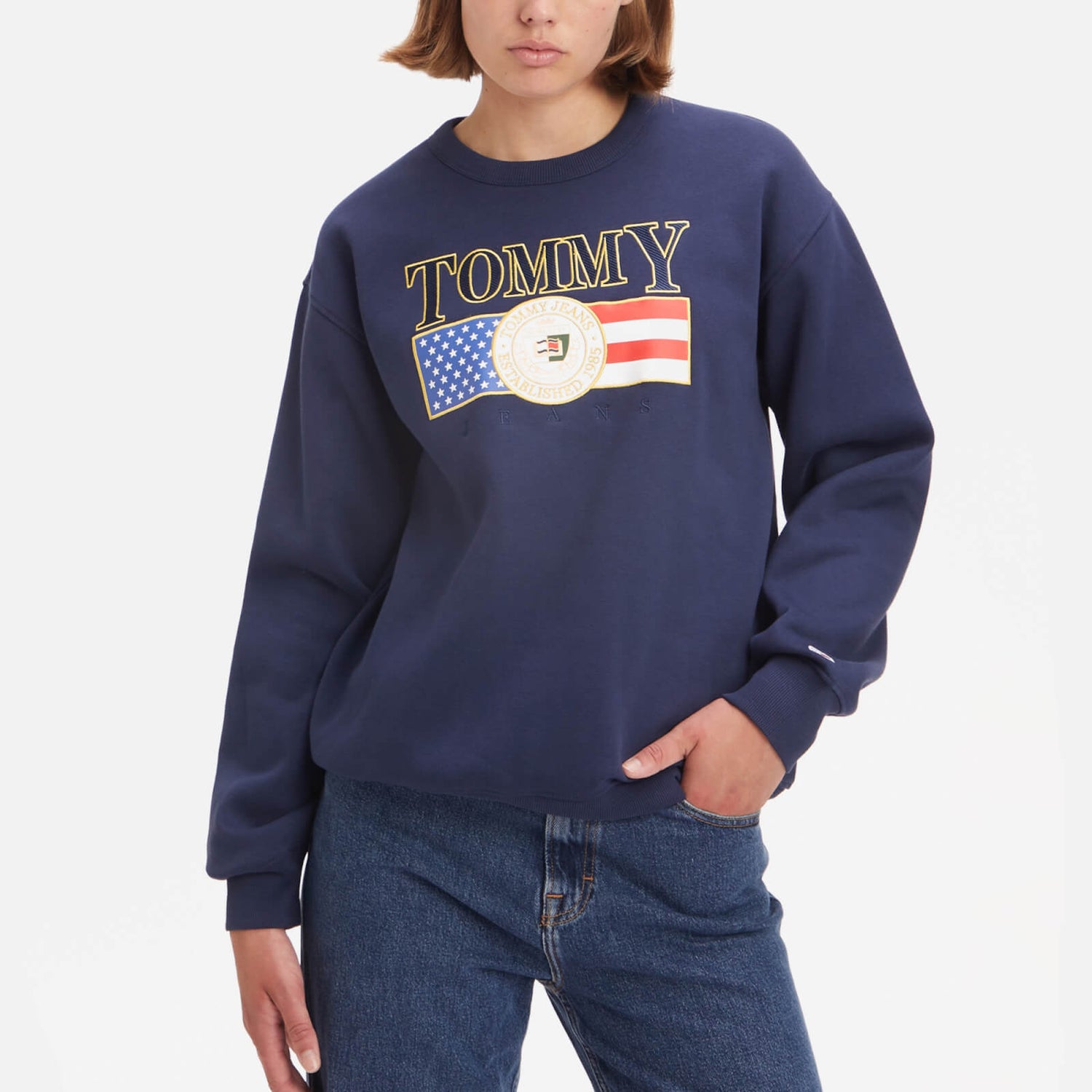Tommy Jeans Luxe Crewneck Cotton-Blend Jersey Sweatshirt - XS