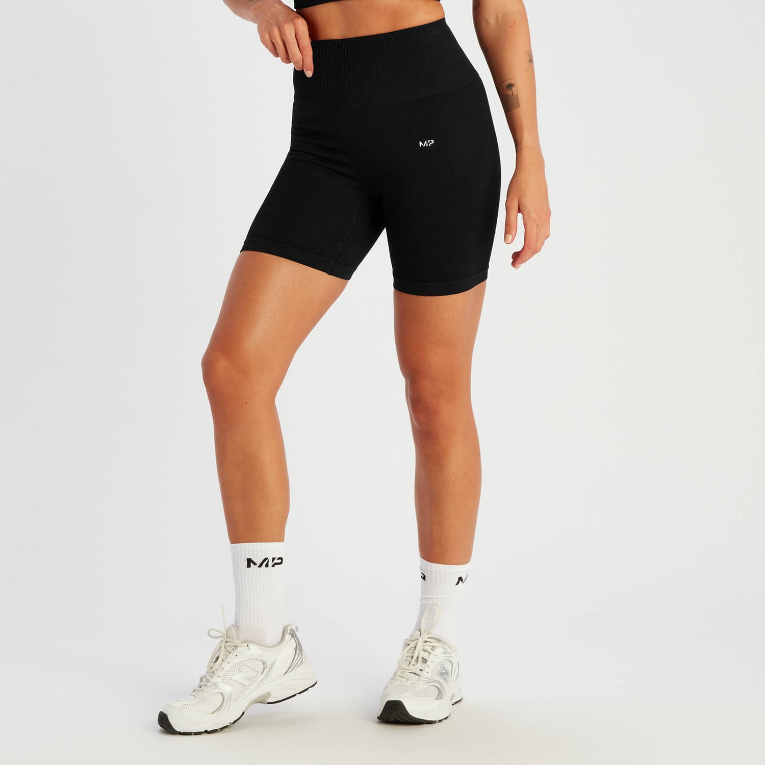 MP Damen Tempo Rib Nahtlose Shorts – Schwarz