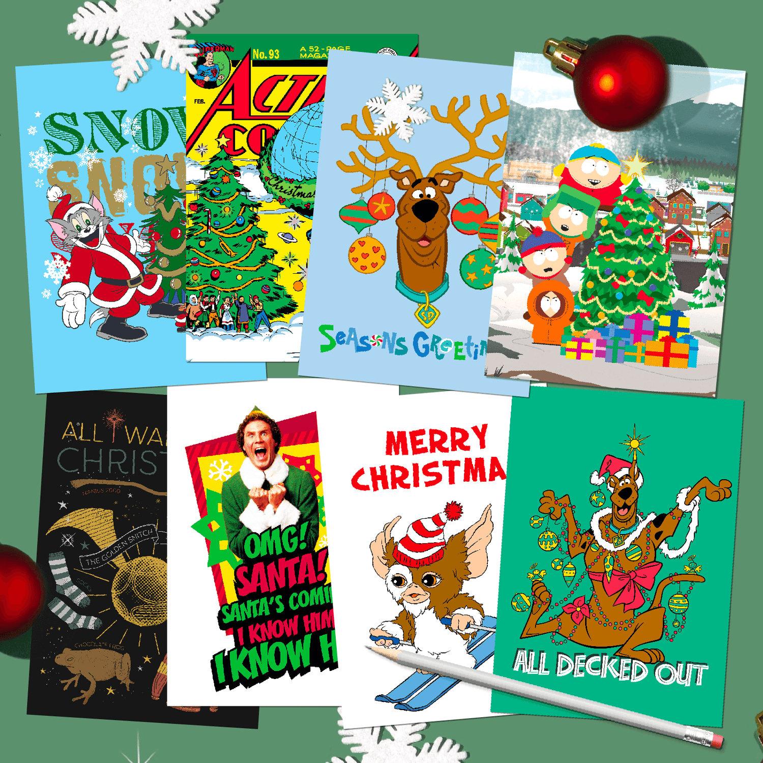 Mixed Christmas Greeting Cards 8-Pack Option 4