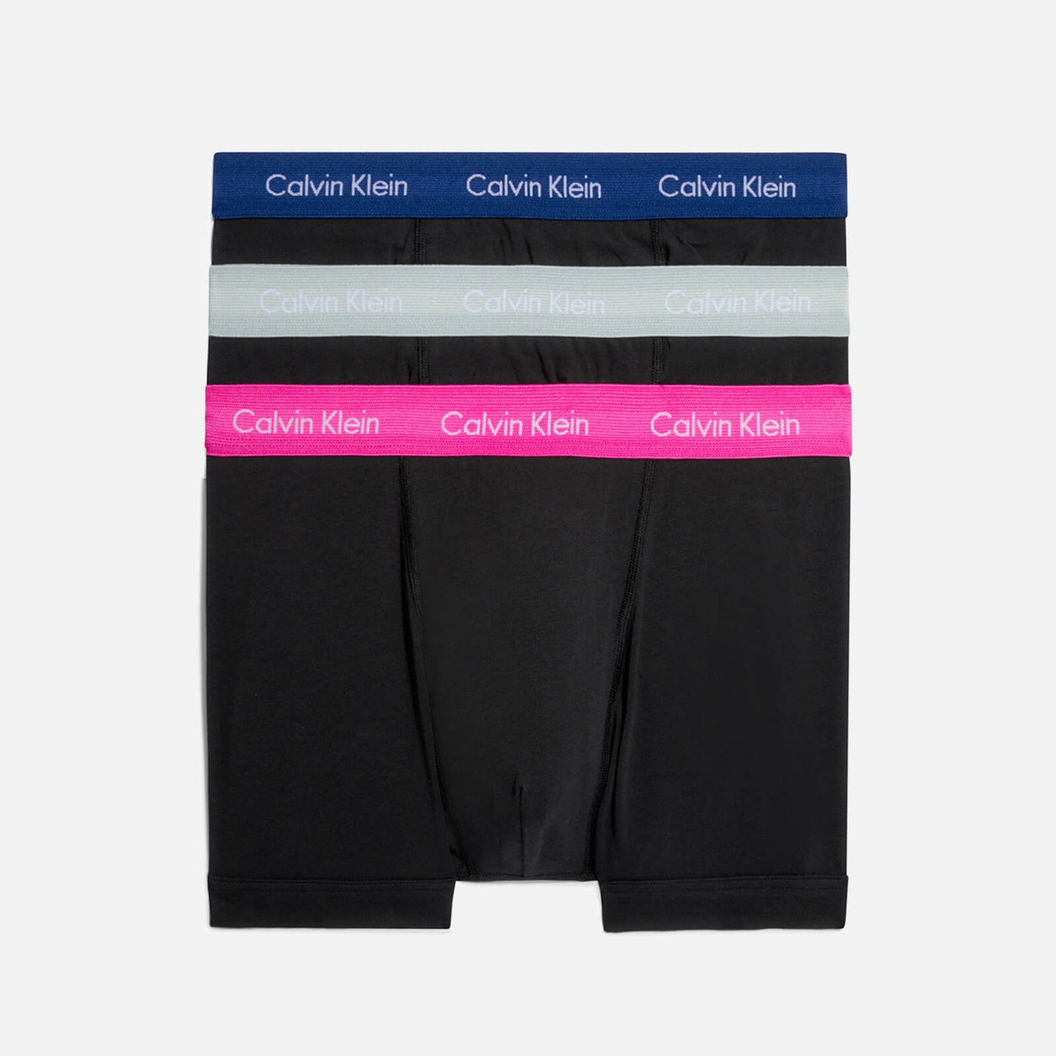 Calvin Klein Logo Waistband Cotton-Blend Trunks 3-Pack - S
