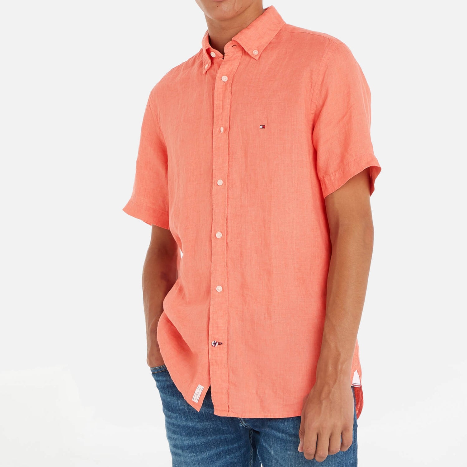 Tommy Hilfiger Pigment Dyed Linen Short Sleeve Shirt - S