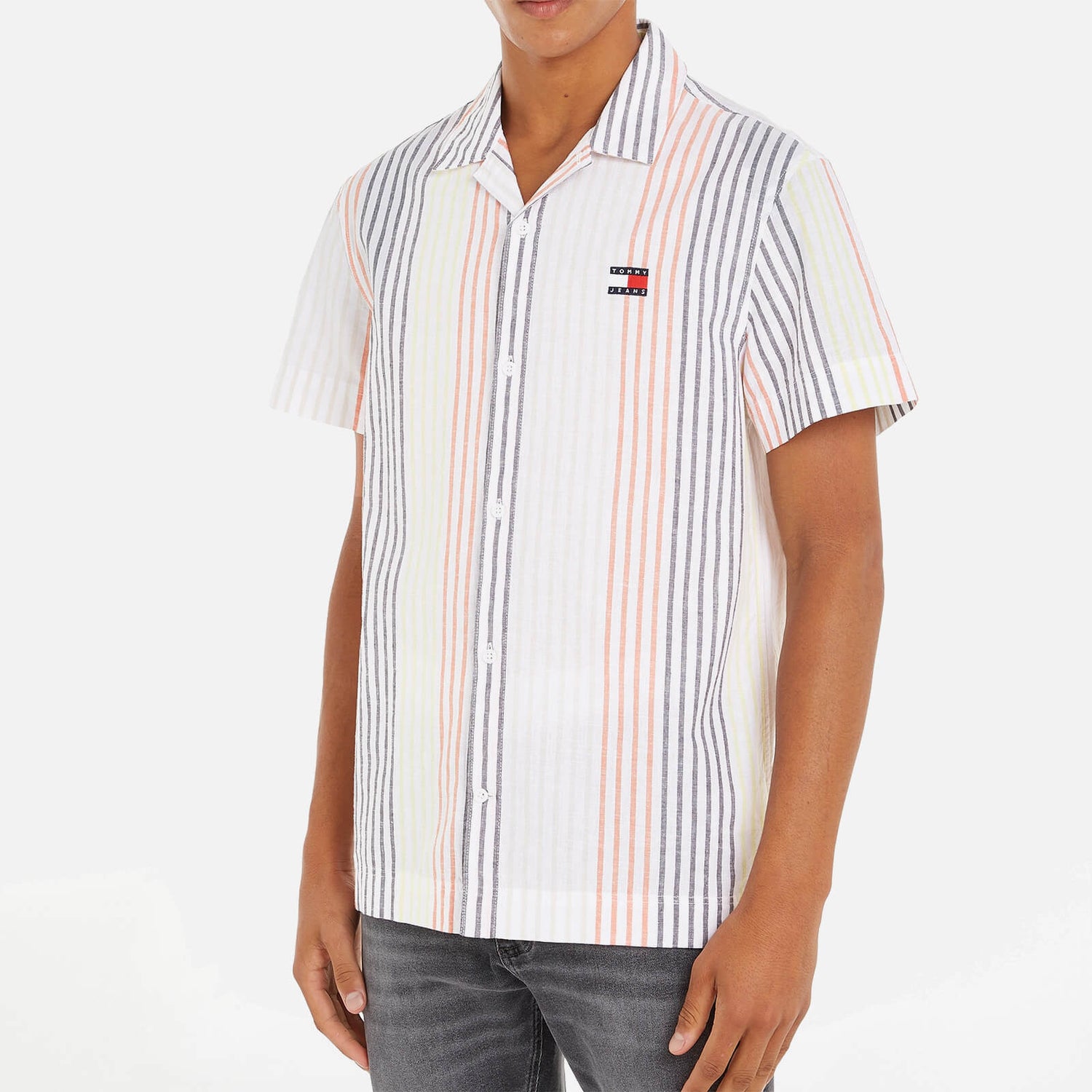 Tommy Jeans Classic Striped Cotton and Linen-Blend Shirt - S