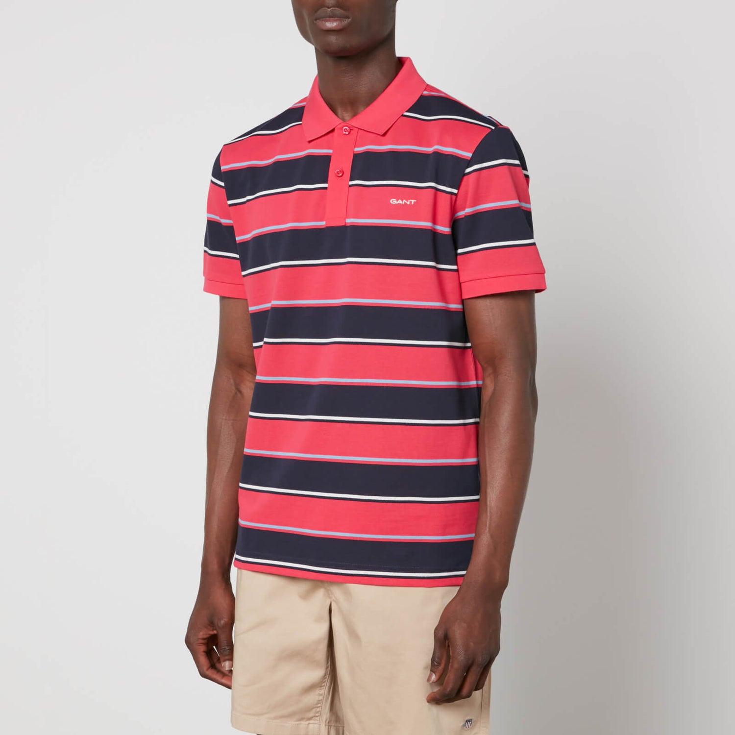 GANT Multi Stripe Cotton-Pique Polo Shirt - S