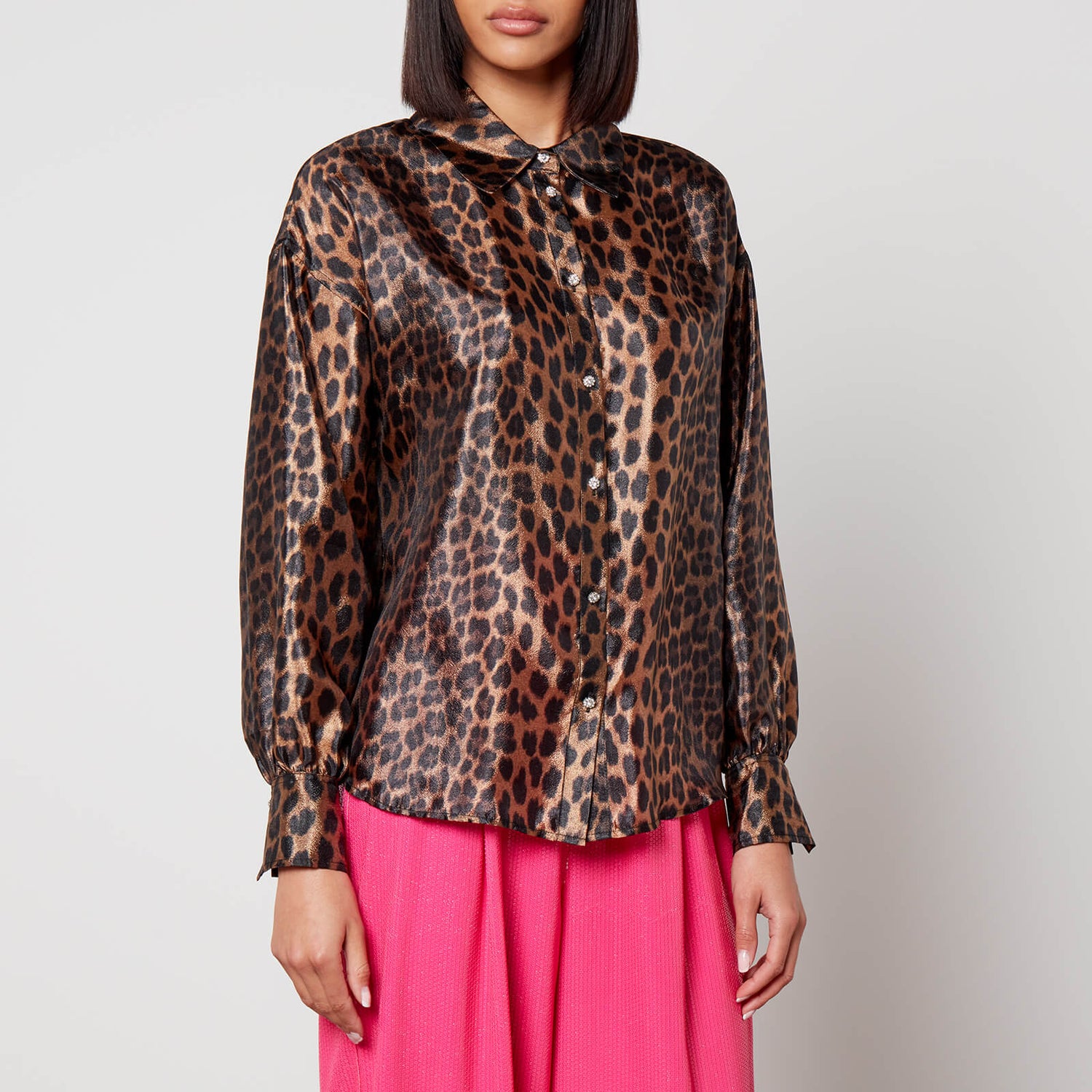 CRAS Gina Leopard-Print Satin Shirt - EU 34/UK 6