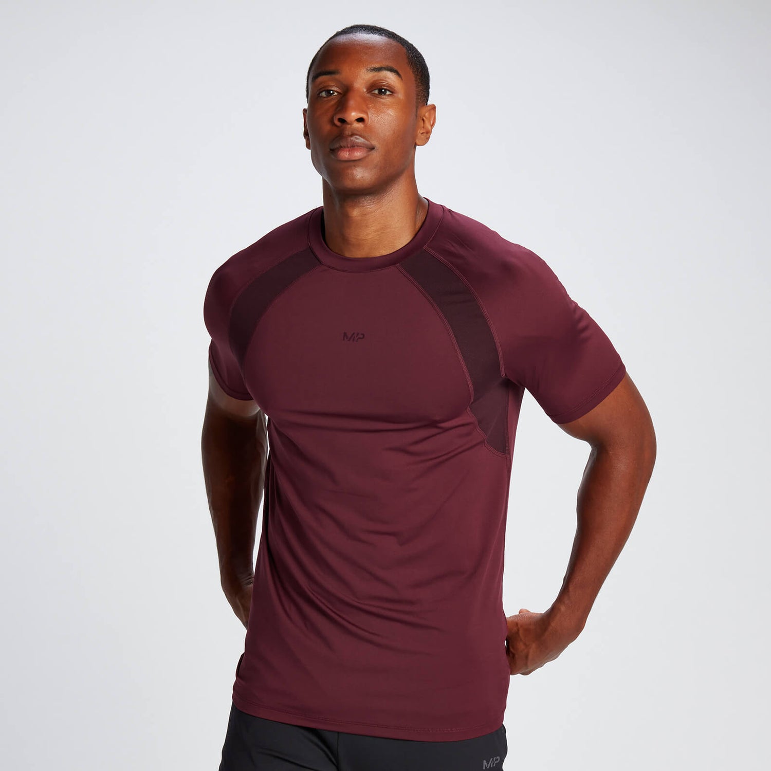 MP Herren Tempo Kurzarm-T-Shirt – Deep Burgundy - XS