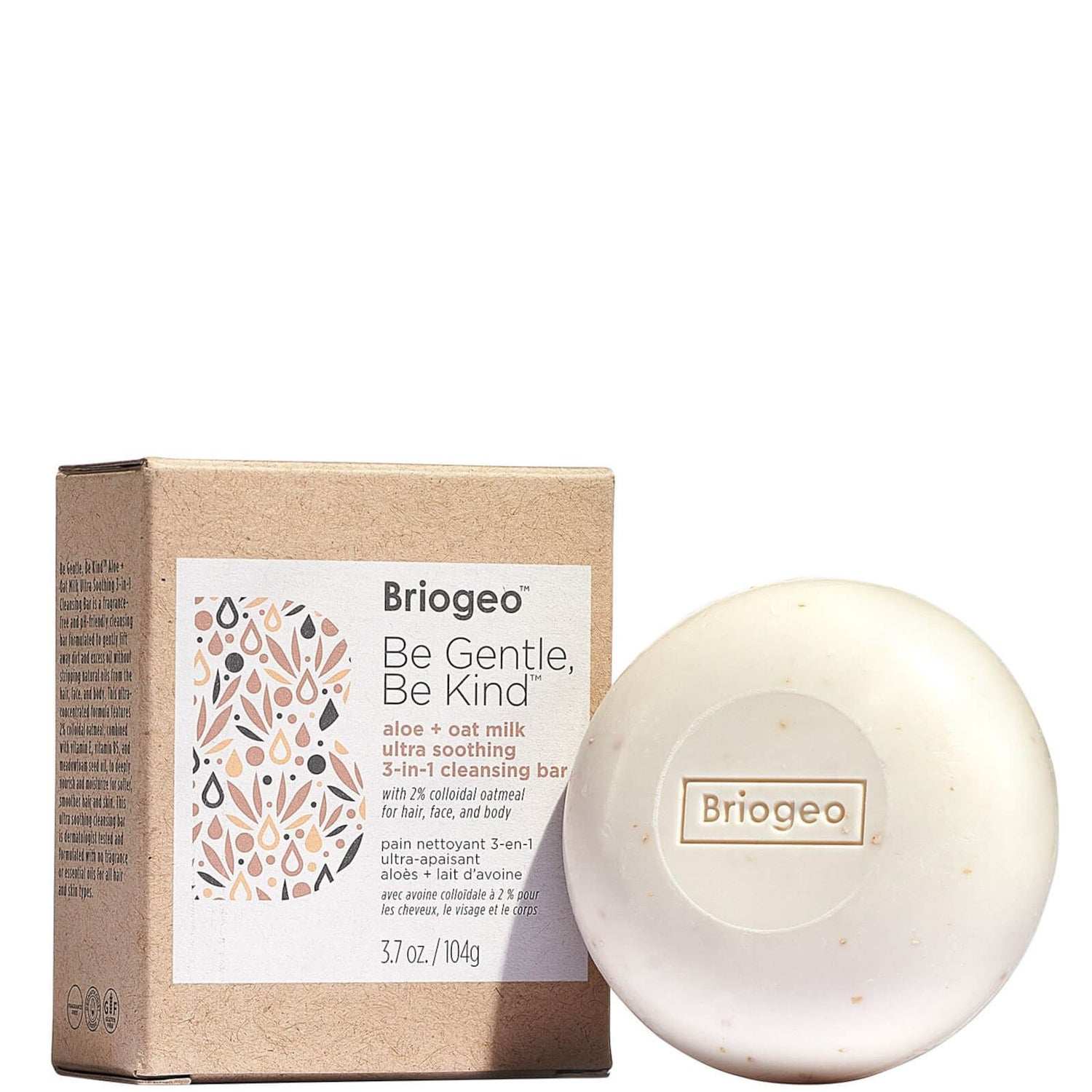 Briogeo Be Gentle, Be Kind Aloe and Oat Milk Ultra Soothing 3-in-1 Cleansing Bar 104g
