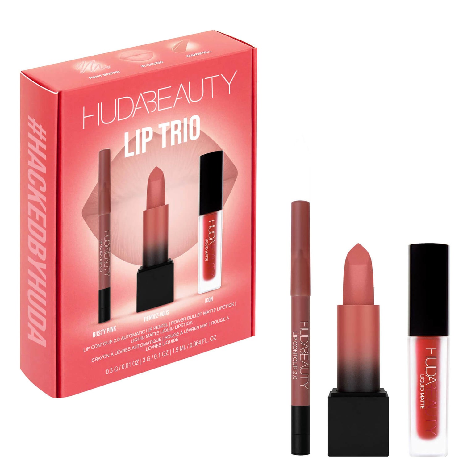 Huda Beauty Lip Trio Set - Icon (Worth £41.00)