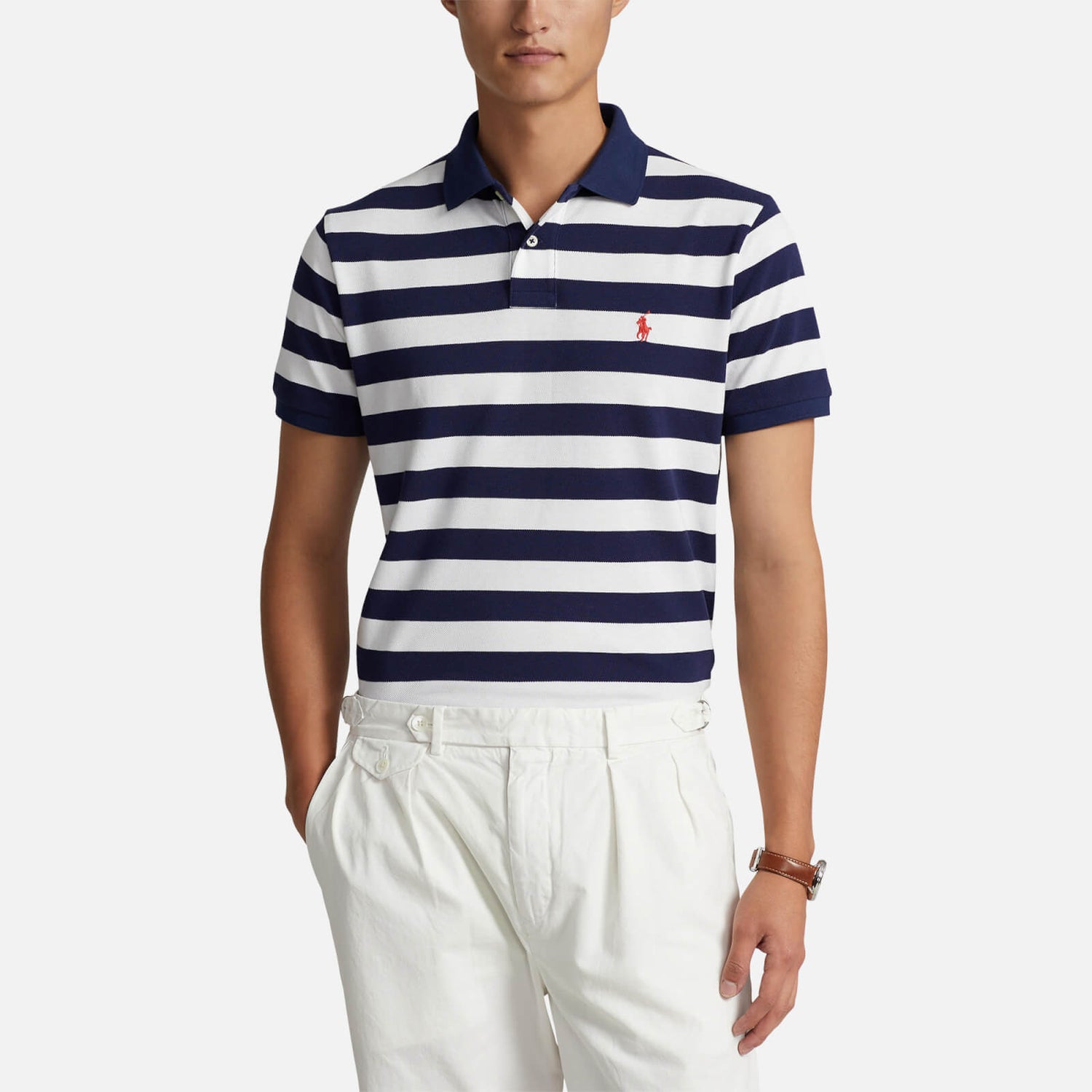 Polo Ralph Lauren Slim-Fit Striped Cotton-Piqué Polo Shirt - S