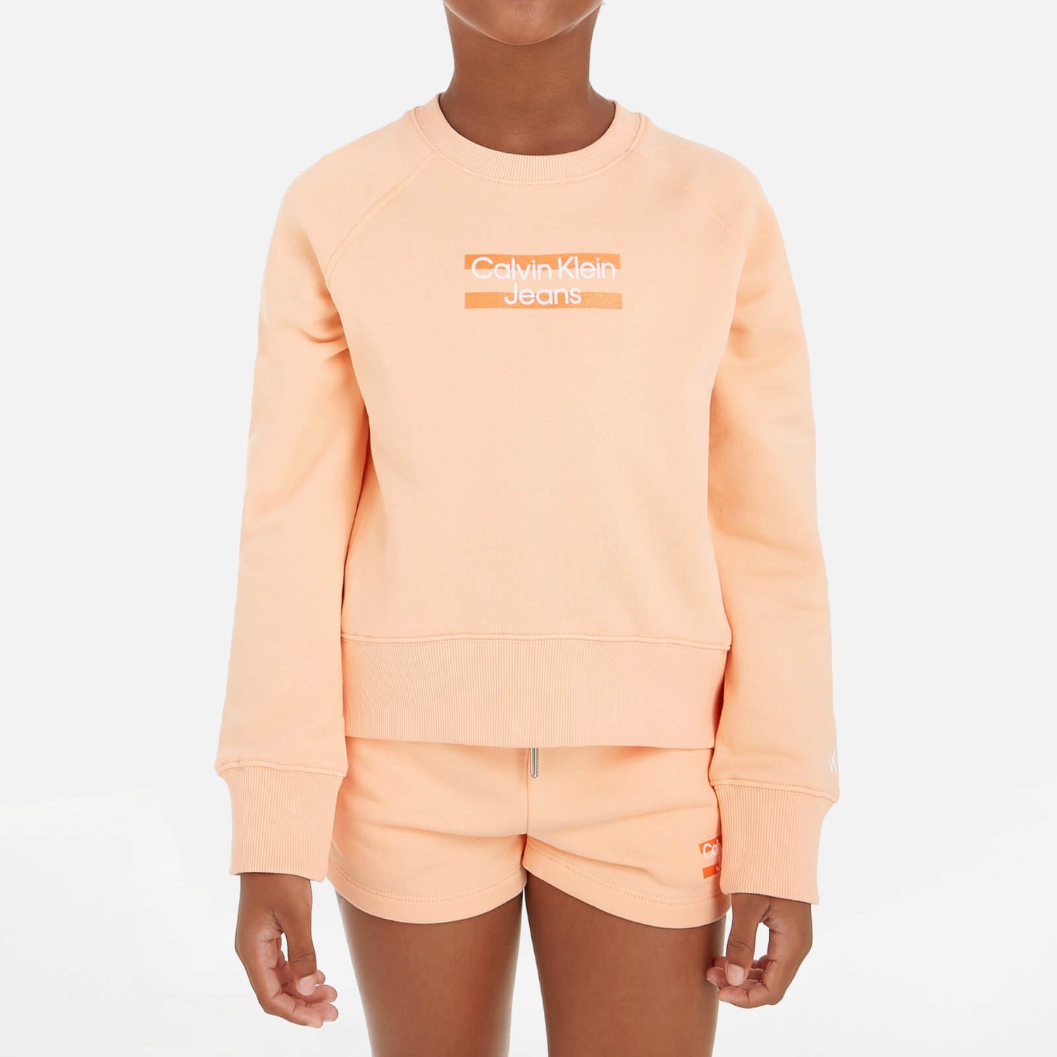Calvin Klein Girls' Hero Cotton-Blend Logo Sweatshirt