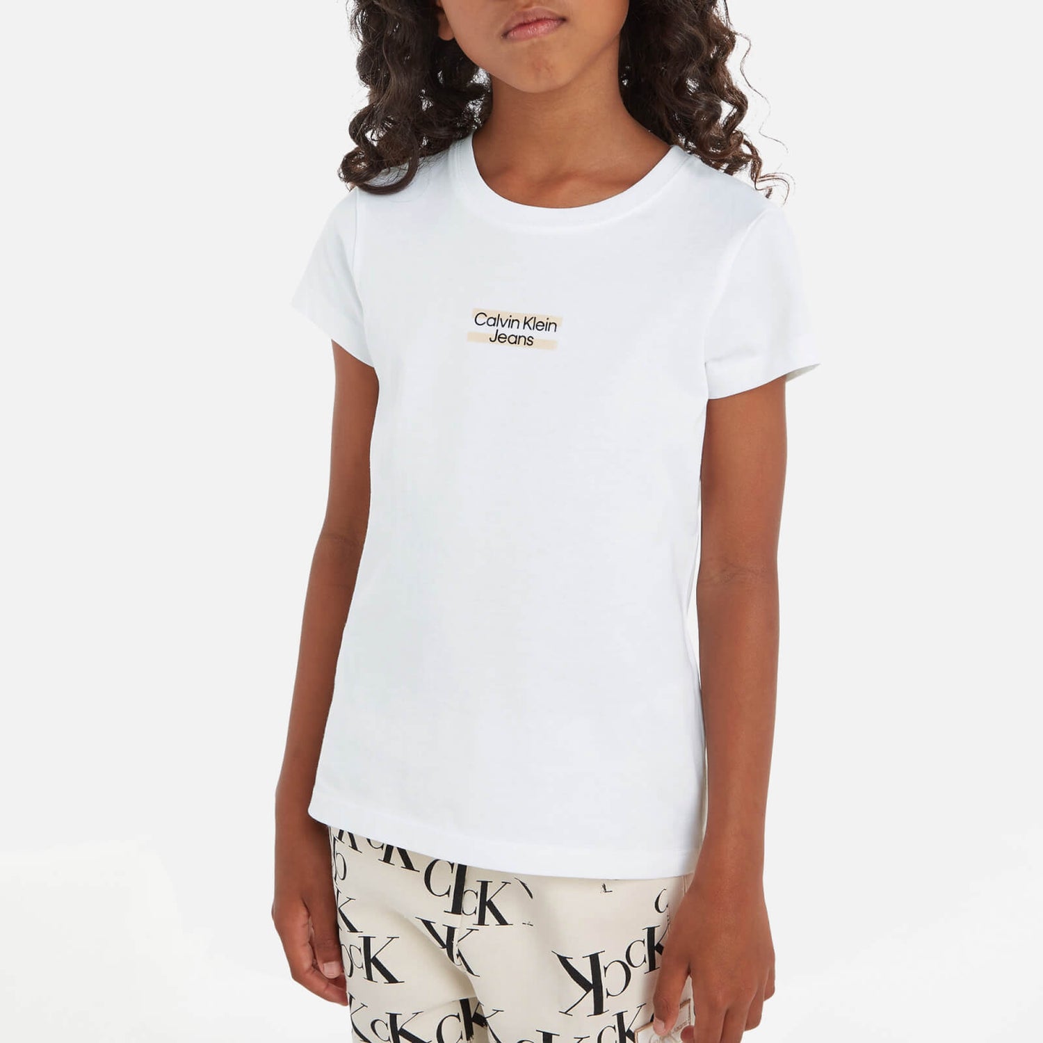 Calvin Klein Girls' Hero Logo Cotton-Blend Slim Fit T-Shirt