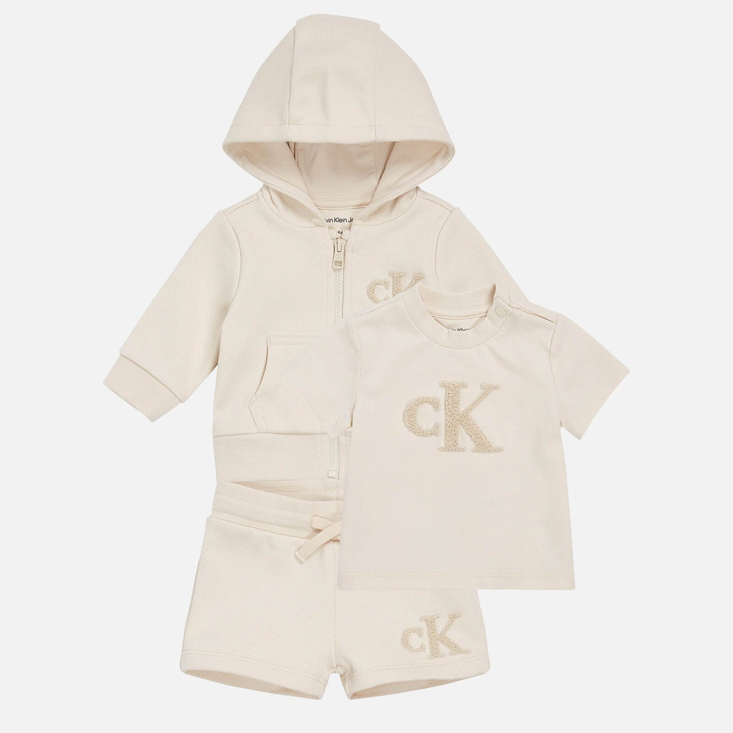 Calvin Klein Babies Organic Cotton-Blend Jersey T-Shirt, Jacket and Shorts Set