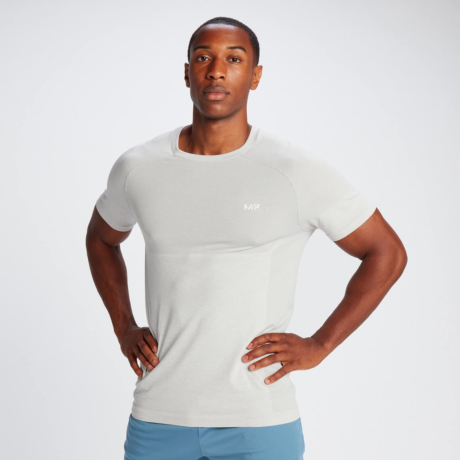 MP Seamless Short Sleeve T-Shirt til mænd – Ice Grey - XL