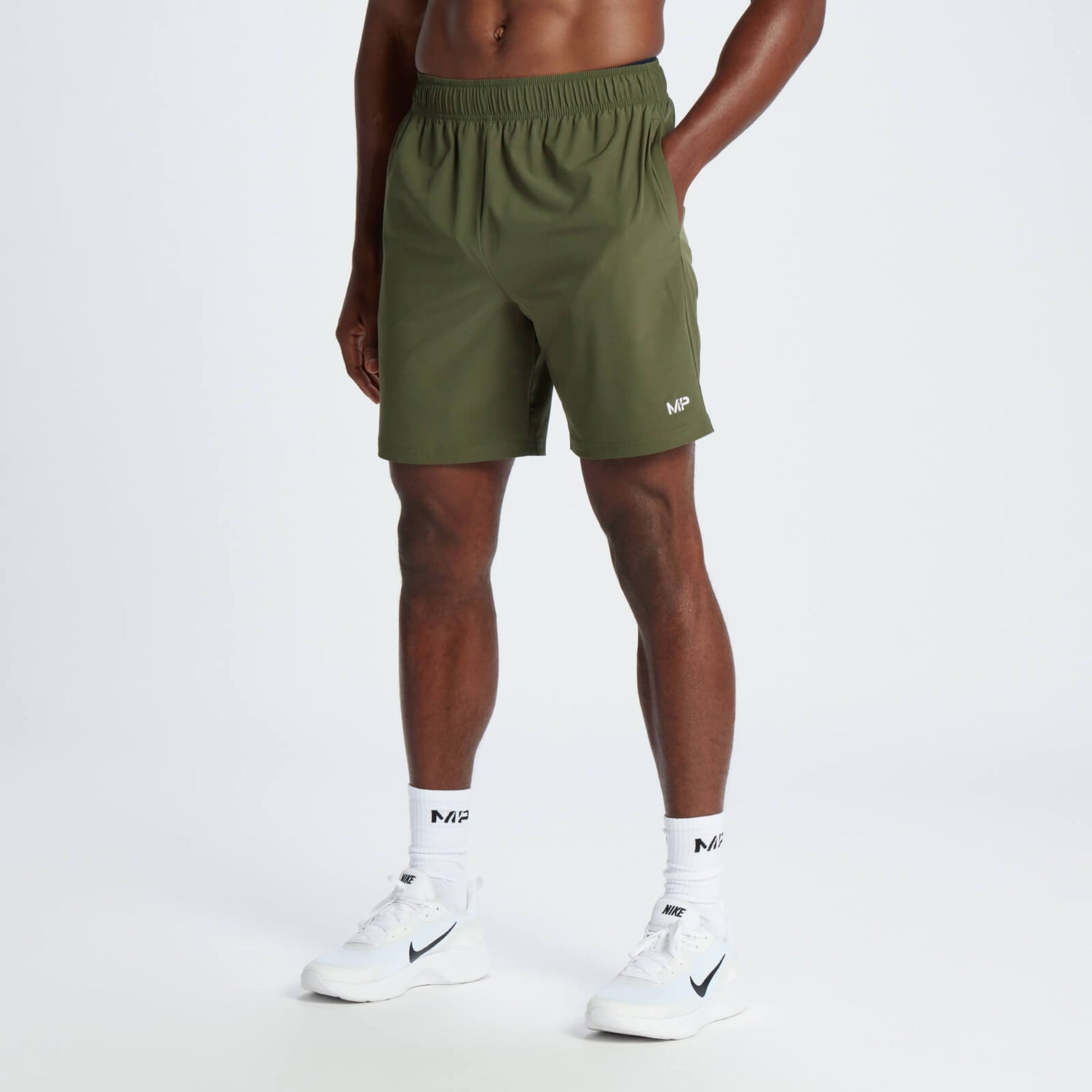 MP muški tkani šorc za vježbanje - maslinasto zelena boja - XS