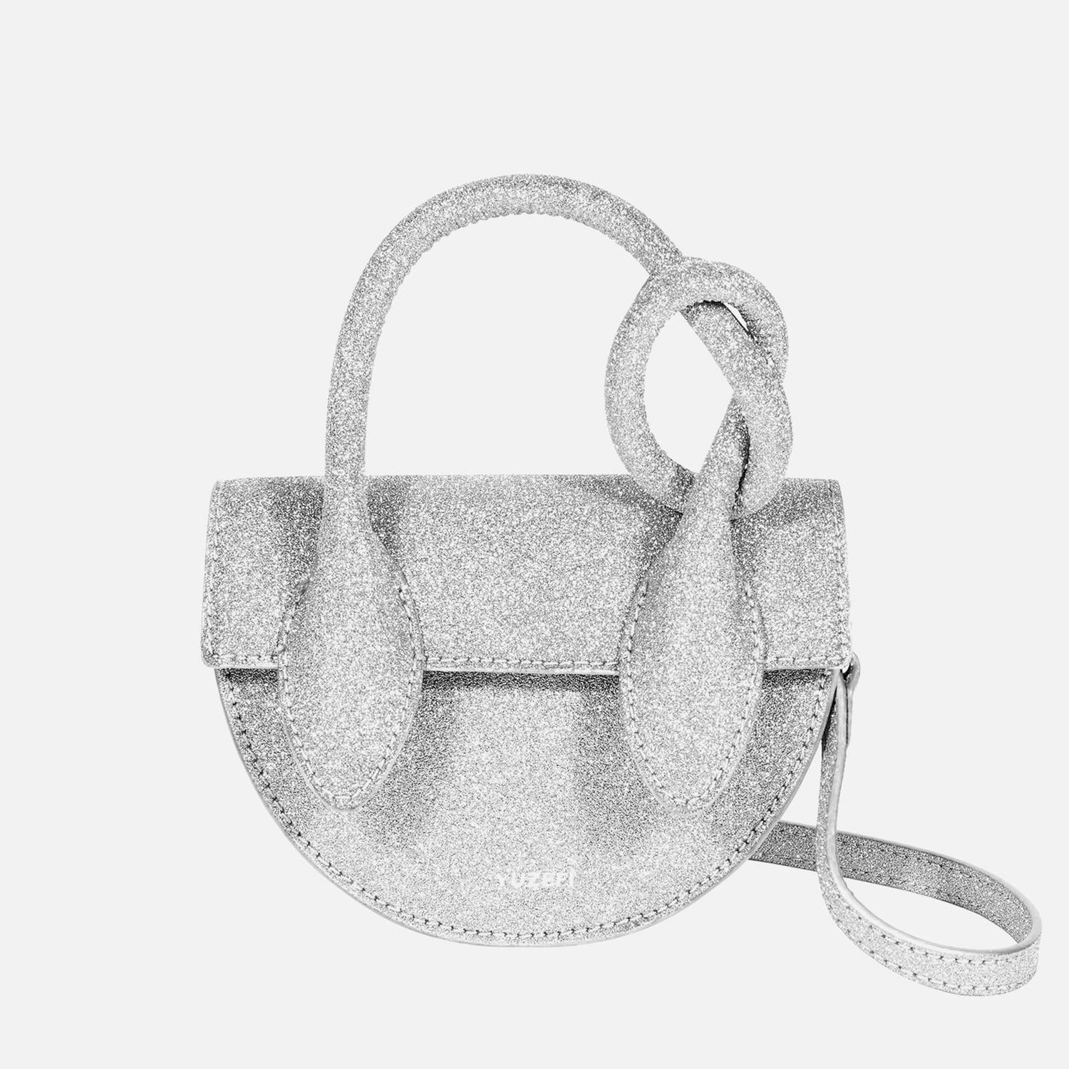 Yuzefi Mini Pretzel Glitter-Coated Leather Cross-Body Bag