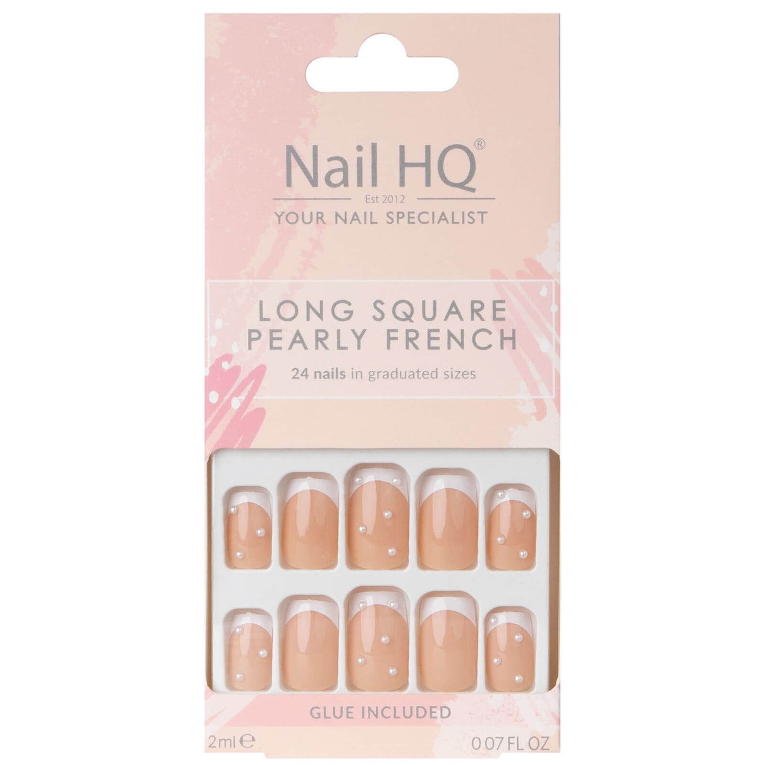 Nail HQ Long Square Pearly French Nails