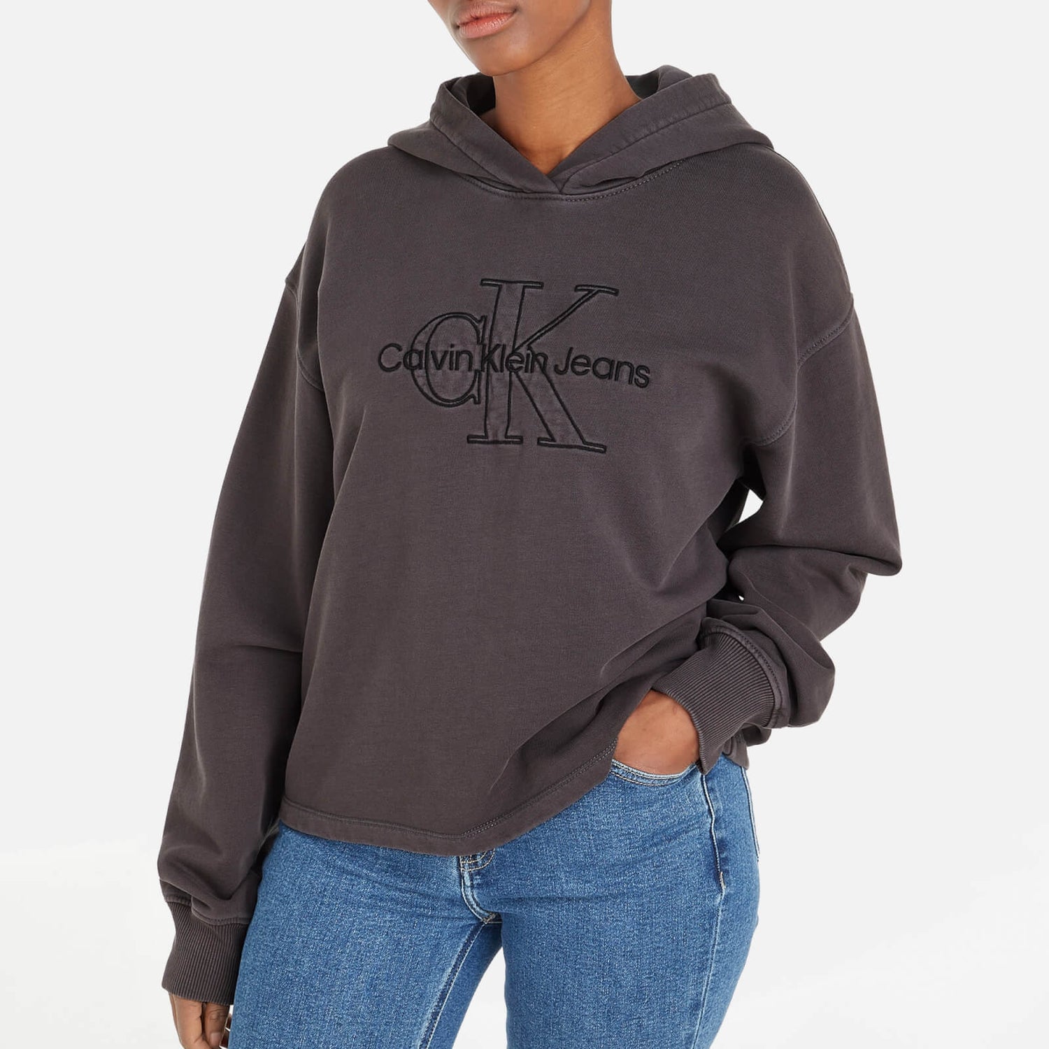Calvin Klein Jeans Logo-Embroidered Cotton-Jersey Hoodie - XS