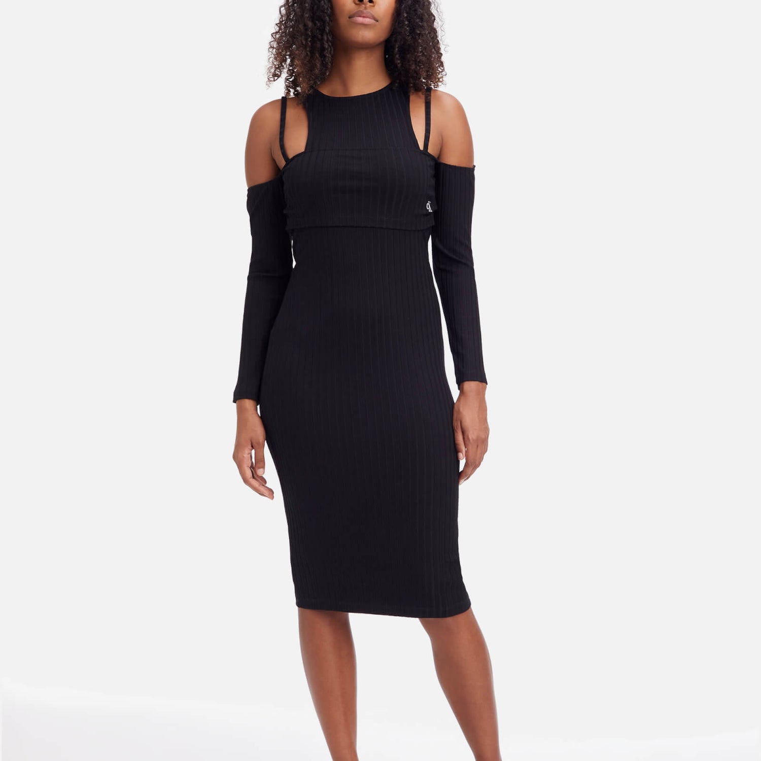 Calvin Klein Jeans Double-Layer Ribbed-Jersey Dress - XS