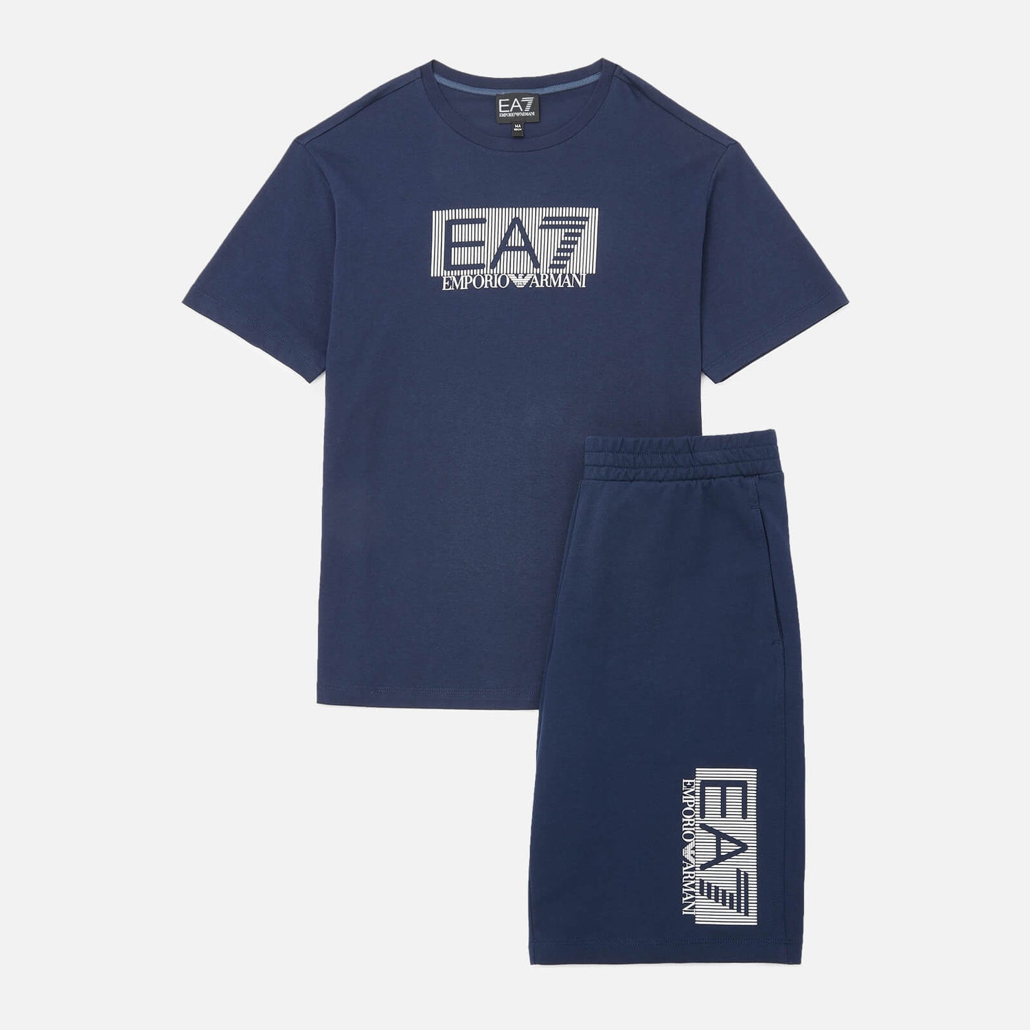 EA7 Boys' Train Visibility Reflective Logo Cotton Shorts and T-Shirt Set - 4 Years
