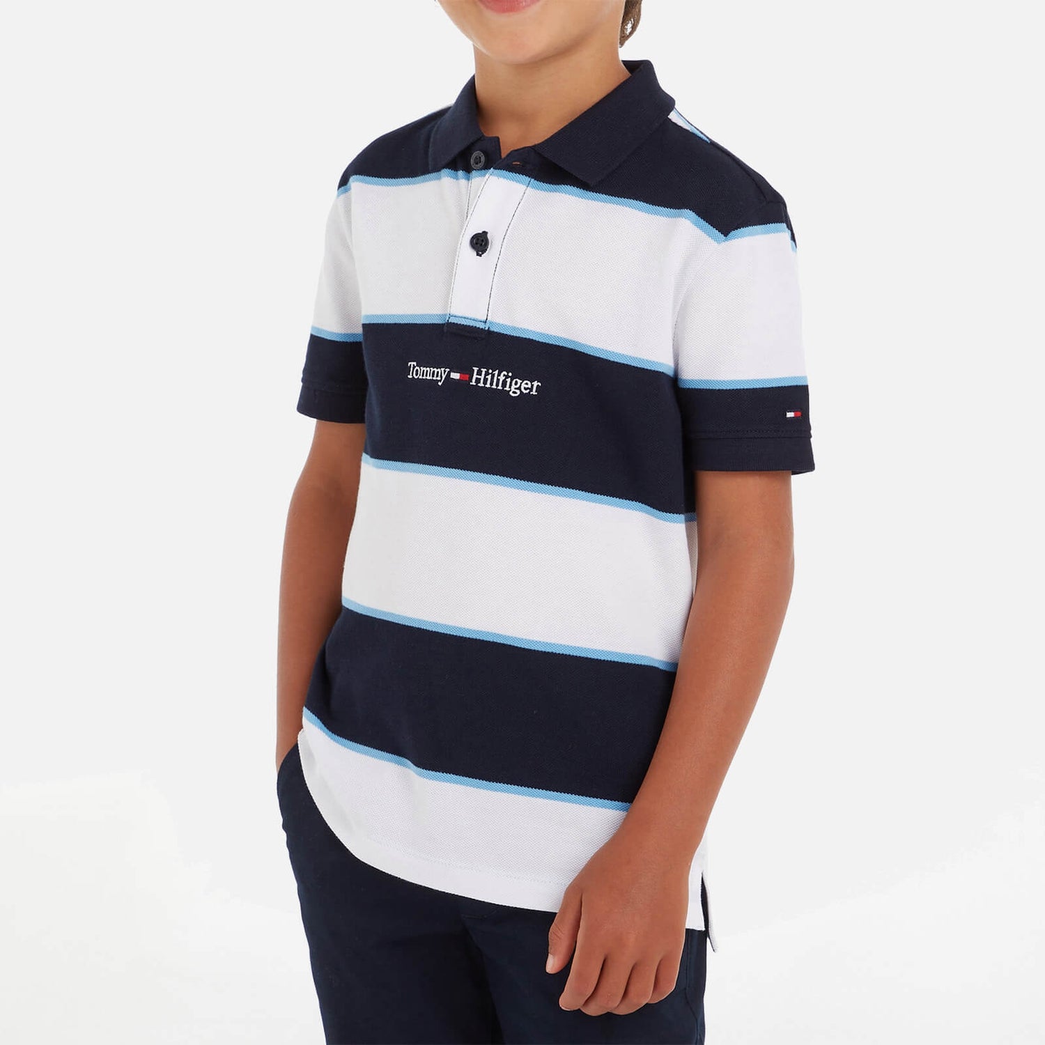 Tommy Hilfiger Boys' Rugby Stripe Cotton Polo T-Shirt - 8 Years
