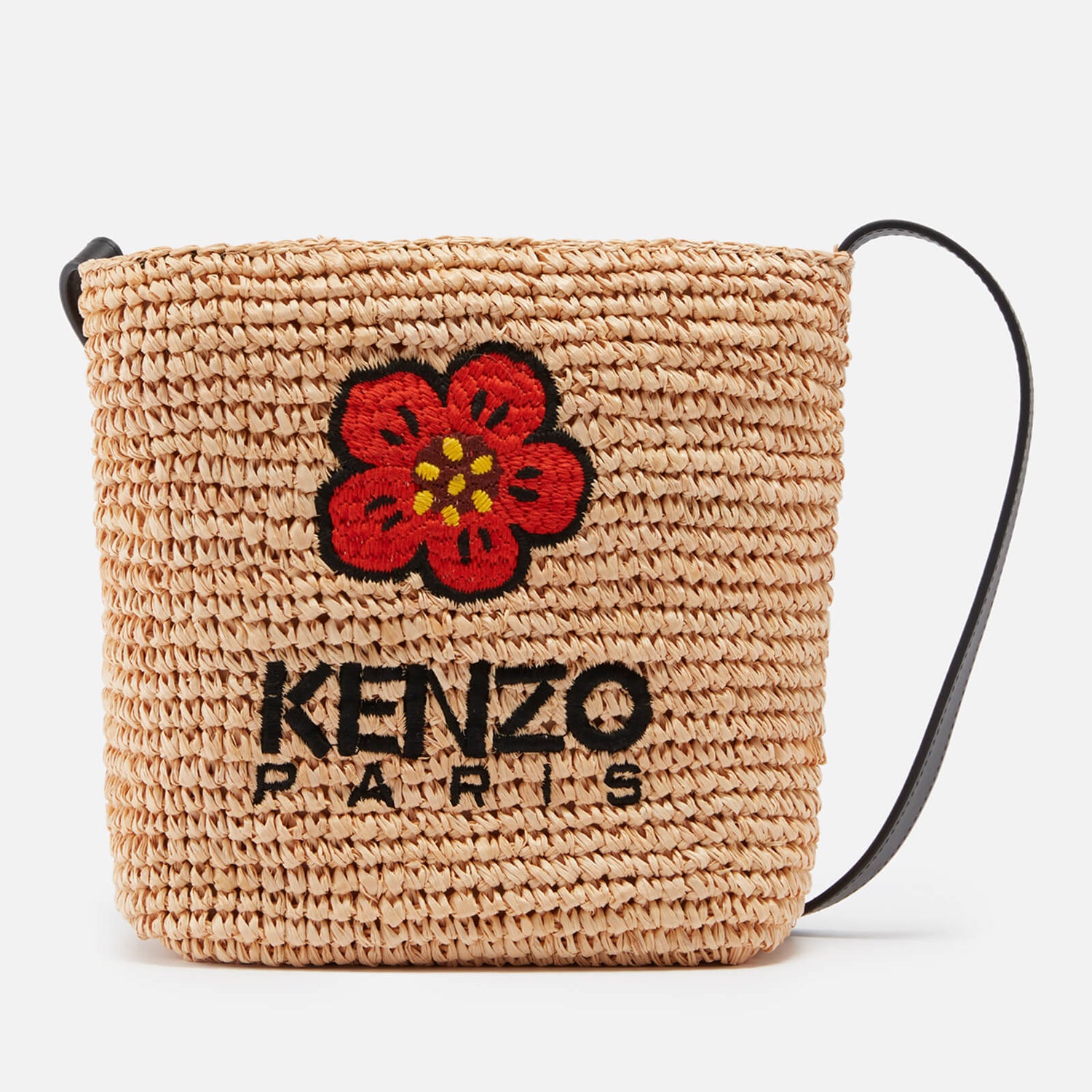 KENZO Small Logo-Embroidered Raffia Tote Bag