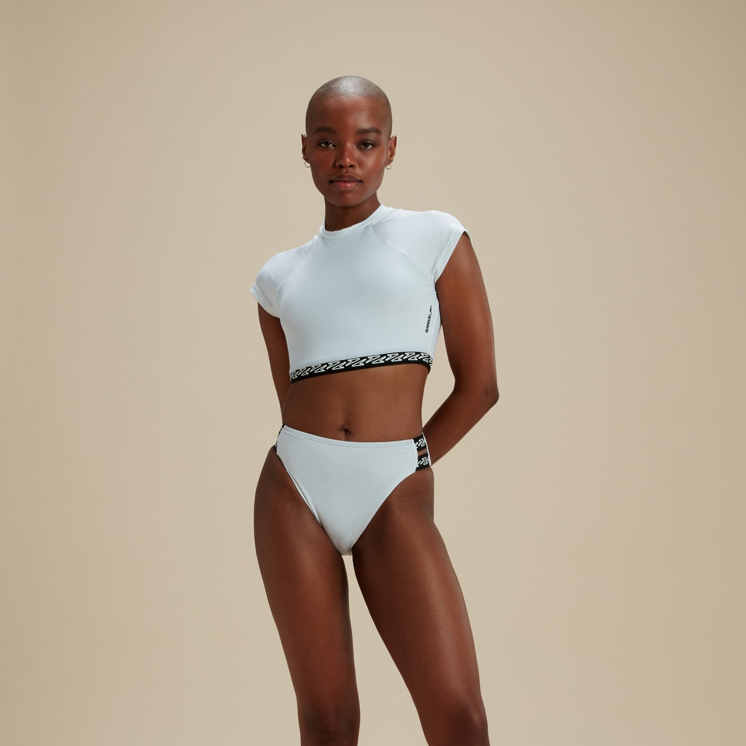 Flu3nte Logo Elastic Cheeky Solid High Waist Bikini Bottom Speedo USA