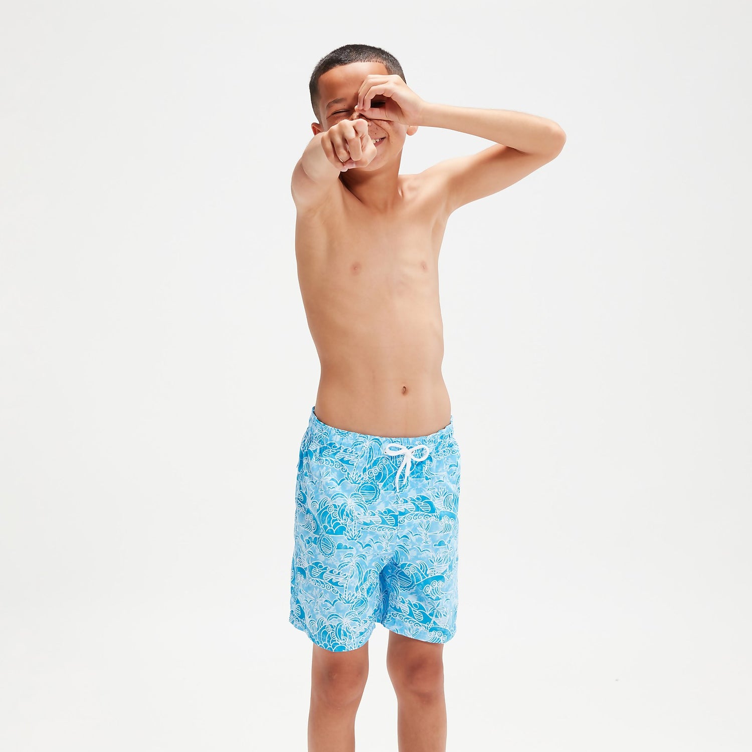 Bedruckte 38 cm Schwimmshorts für Jungen Blau/Weiß | Speedo DE