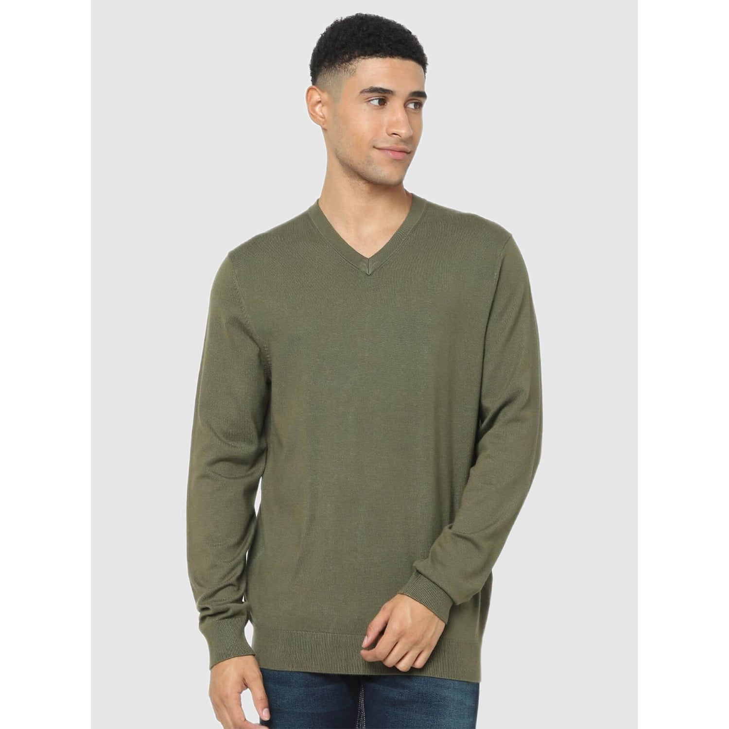 Olive green pullover sweater discount