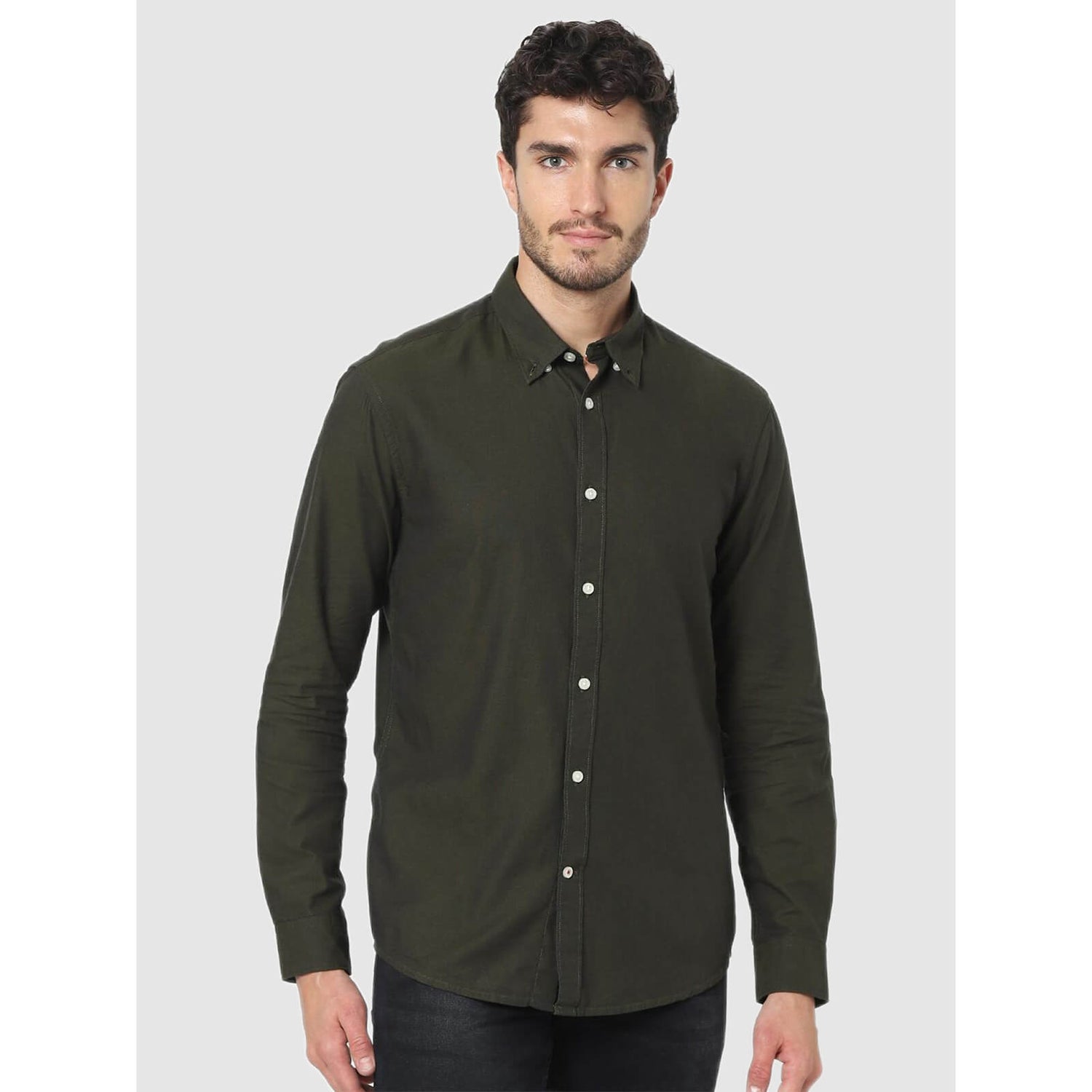 Olive green casual shirt clearance