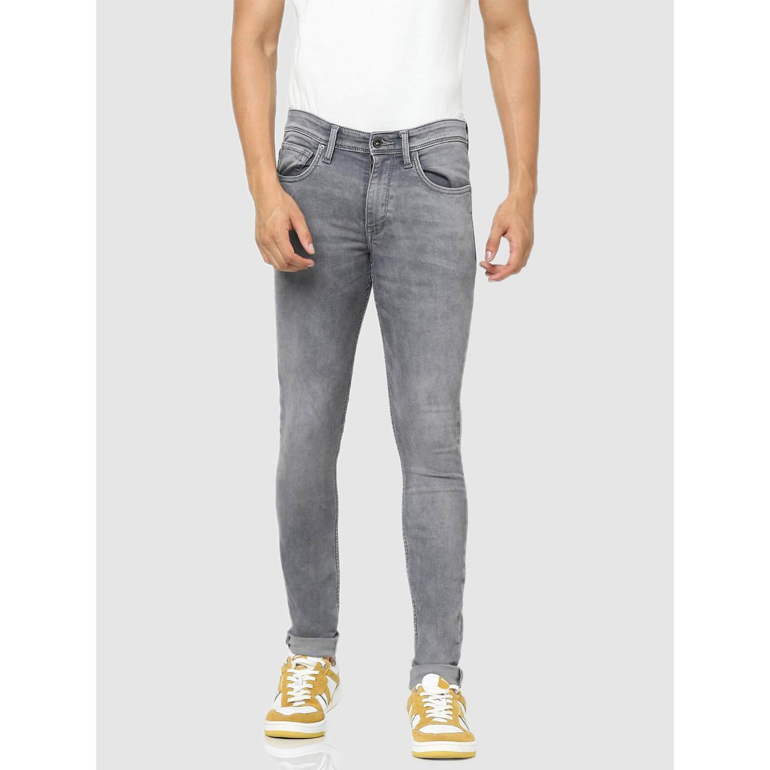 Light Grey Solid Ankle-Length Casual Men Regular Fit Jeans - Selling Fast  at Pantaloons.com
