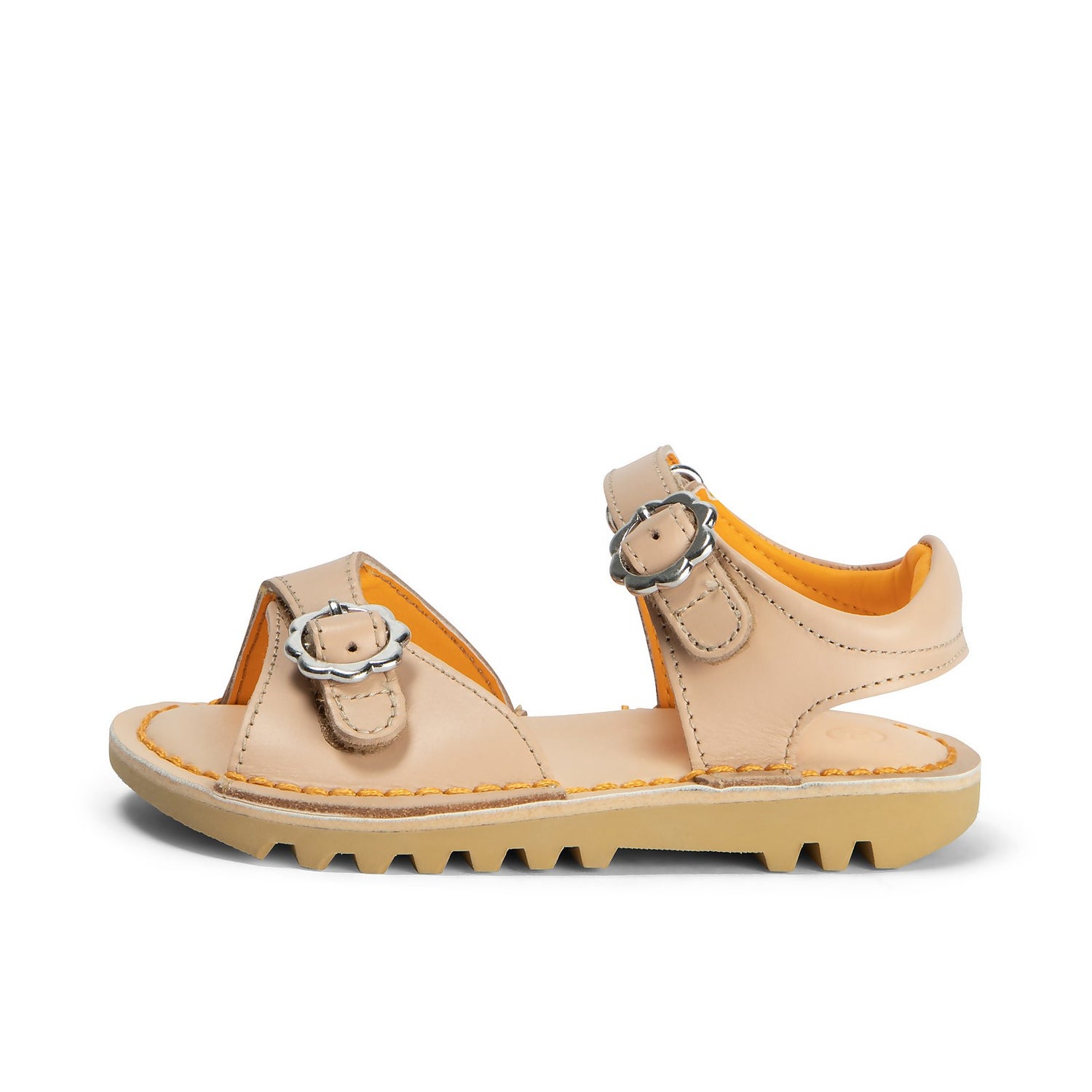 Infant Girls Kick Sandal Flower Leather Beige | Kickers