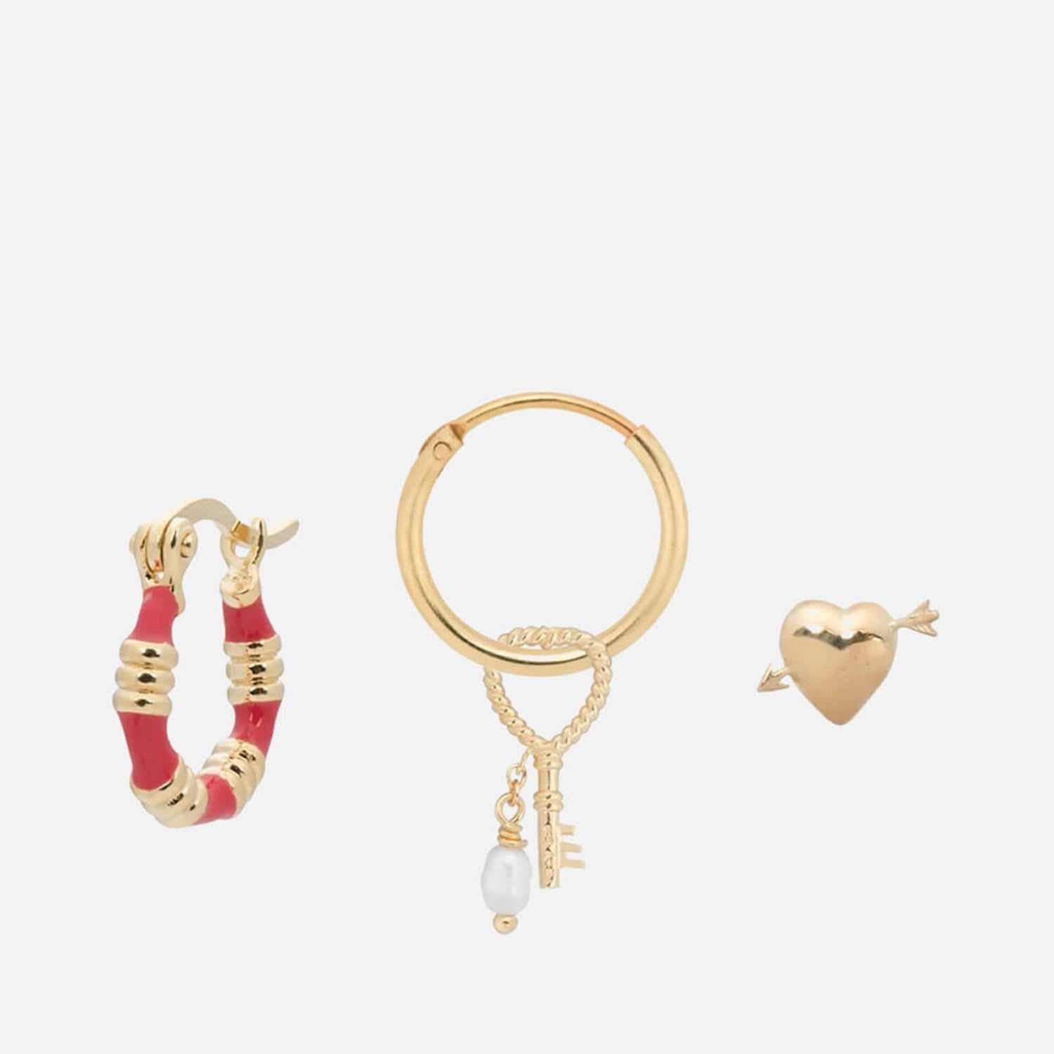 anna + nina Dear Heart Gold-Plated Earrings Set