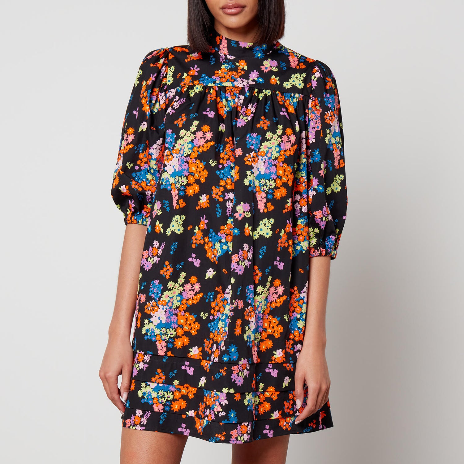 Aligne Glossy Floral-Print Cotton Mini Dress - EU 34/UK 6