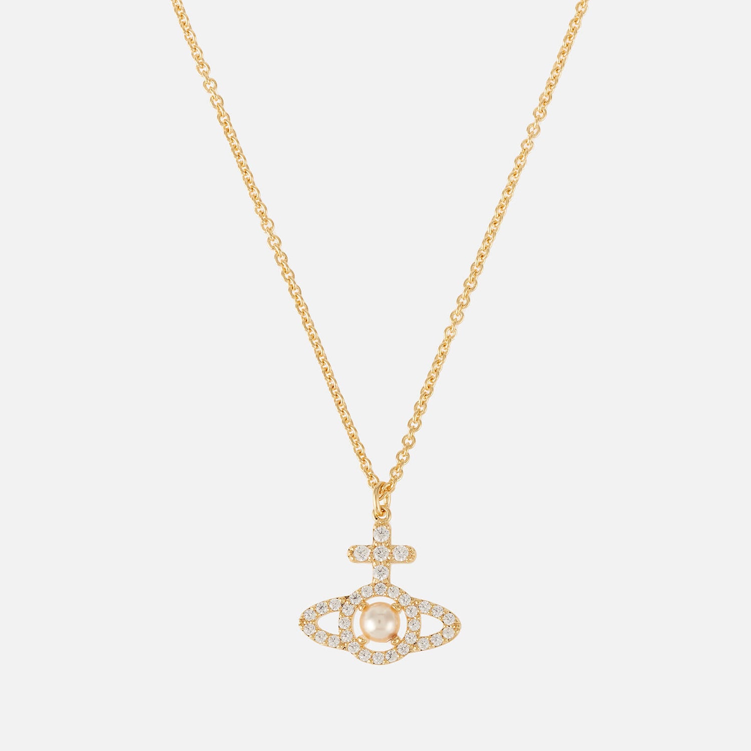 Vivienne Westwood Olympia Brass and Faux Pearl Necklace
