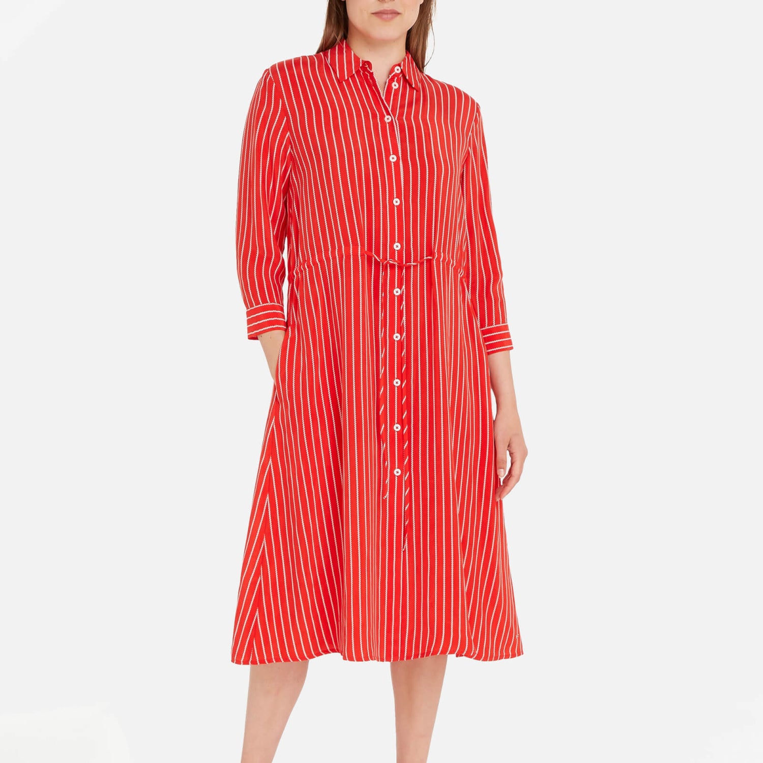 Tommy Hilfiger Striped Cupro Midi Shirt Dress - IT 34/UK 6