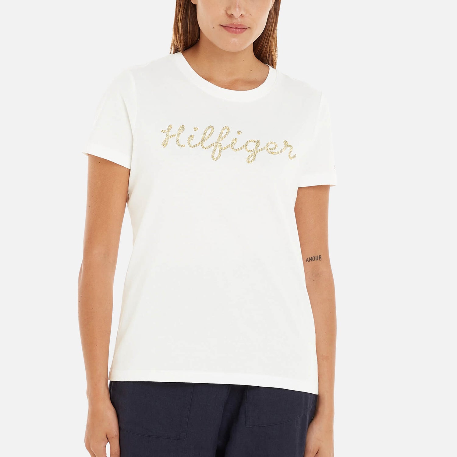 Tommy Hilfiger Regular Gold Logo Cotton T-Shirt - XS