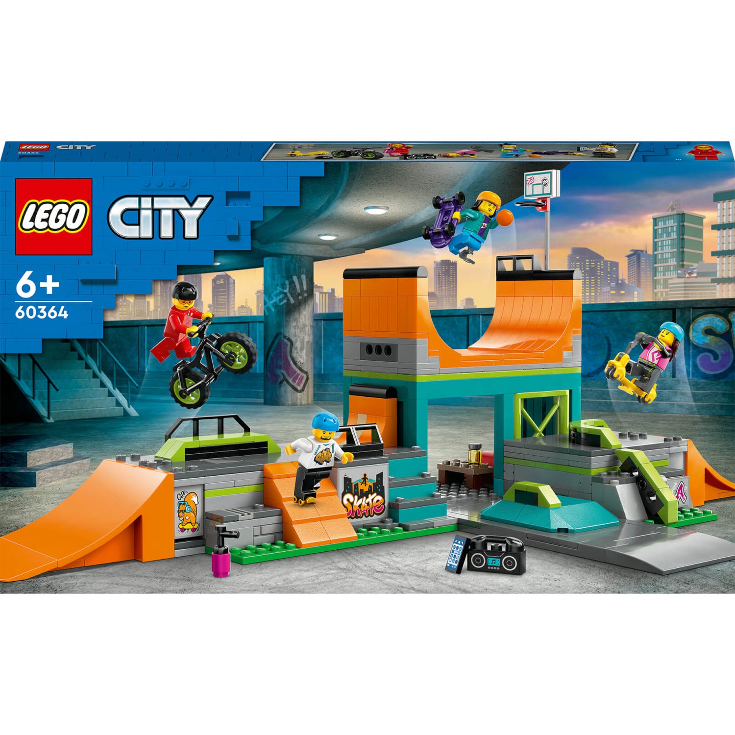 LEGO City: Street Skate Park Set, Skateboard Stunts Toy (60364)