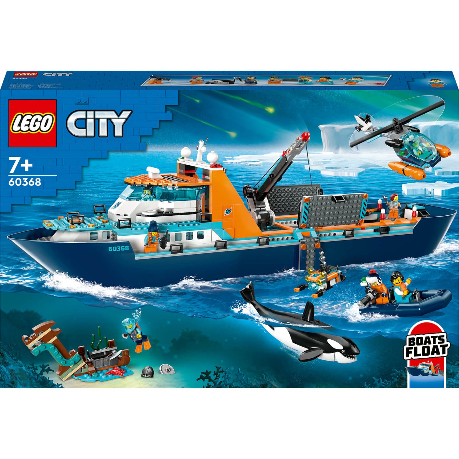 LEGO City: Arctic Explorer Ship, Big Floating Boat Toy (60368)