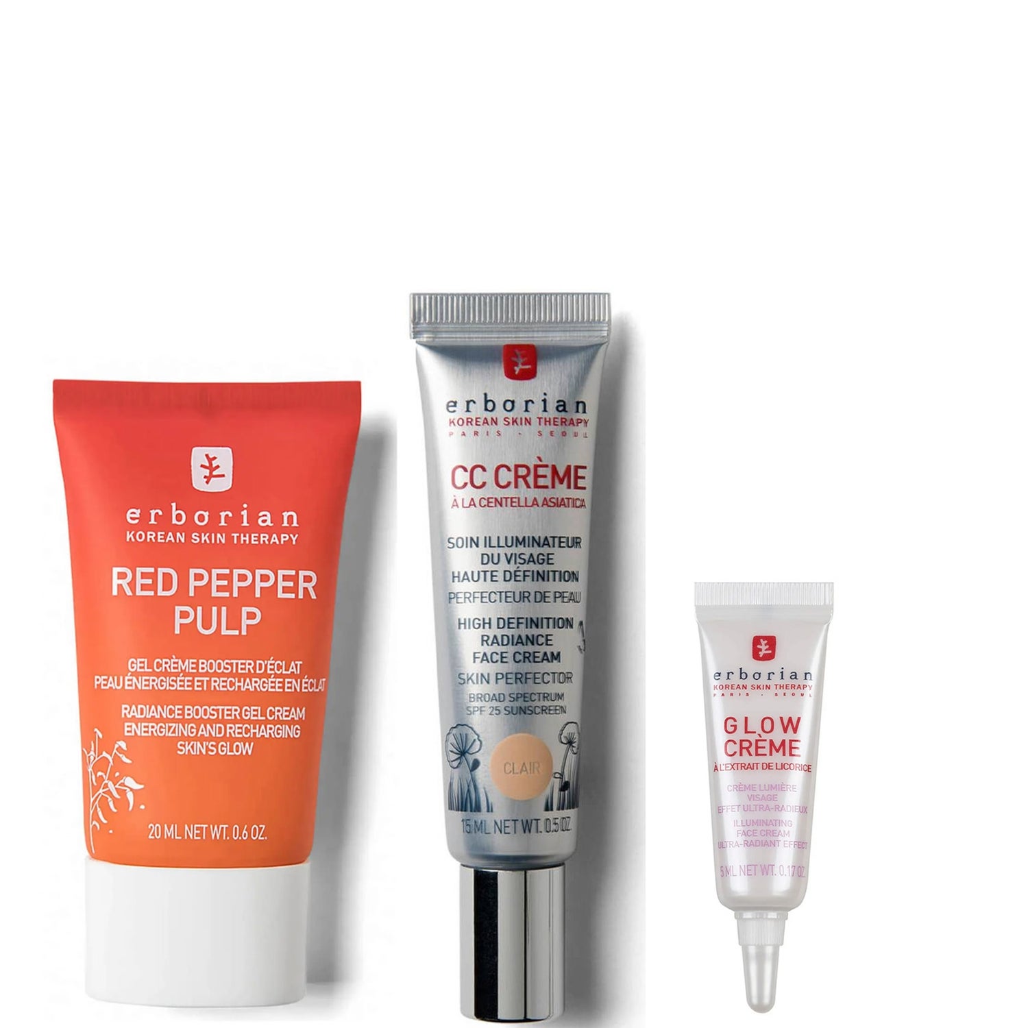 Set con CC Cream 15ml (Varios tonos) + Crema y Gel iluminadores de la piel