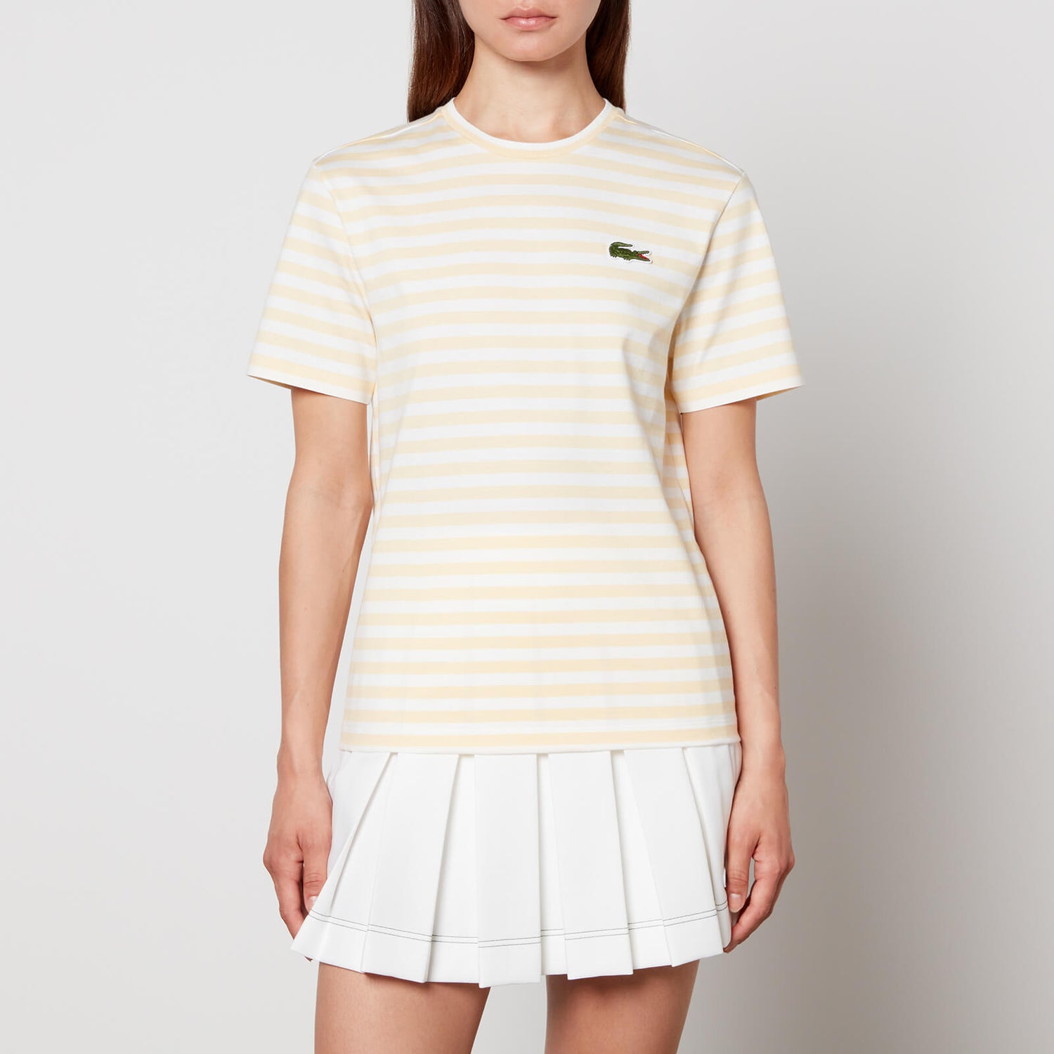 Lacoste Logo-Appliqué Striped Cotton-Jersey T-Shirt - EU 36/UK 8