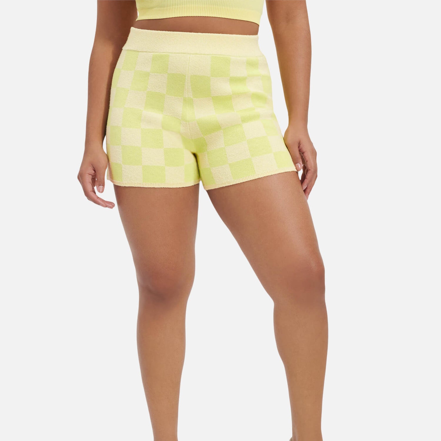 Yellow checkered best sale shorts