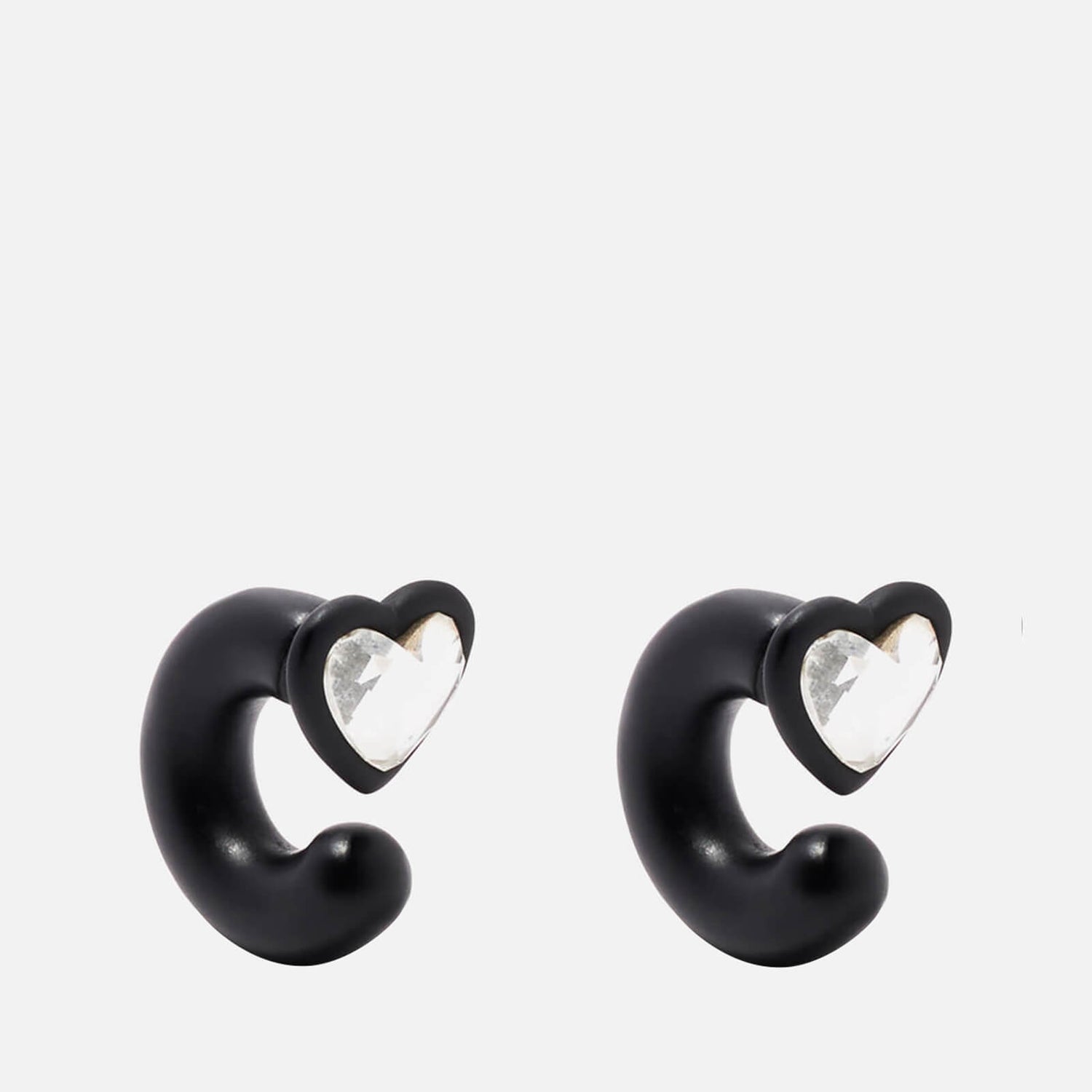 Marc Jacobs Heart Brass and Crystal Hoop Earrings